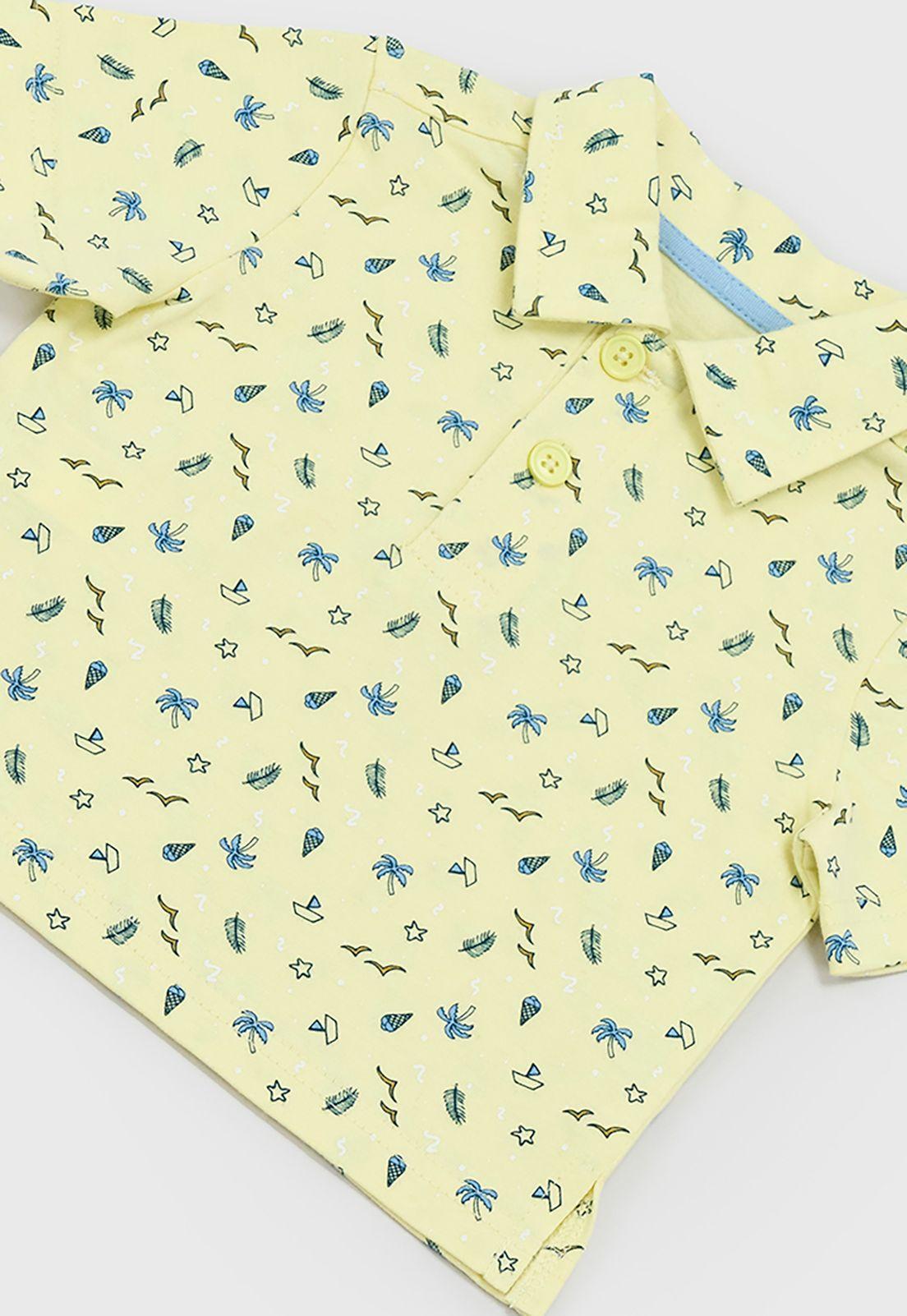 Polera Bebe Niño Cuello Botones Amarillo Corona-3