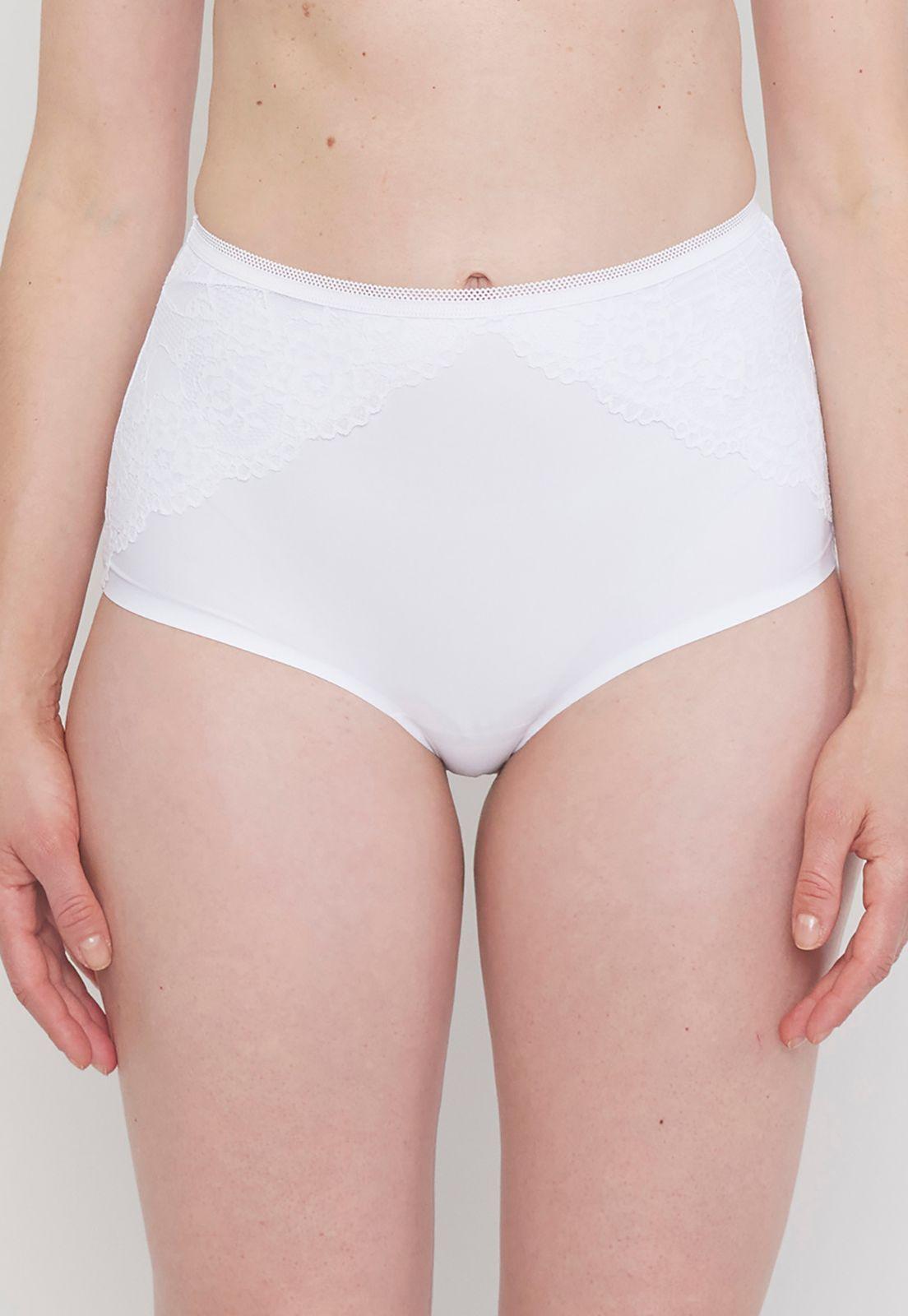 Calzón Mujer Alto Microfibra Laser Cut Blanco Corona-1