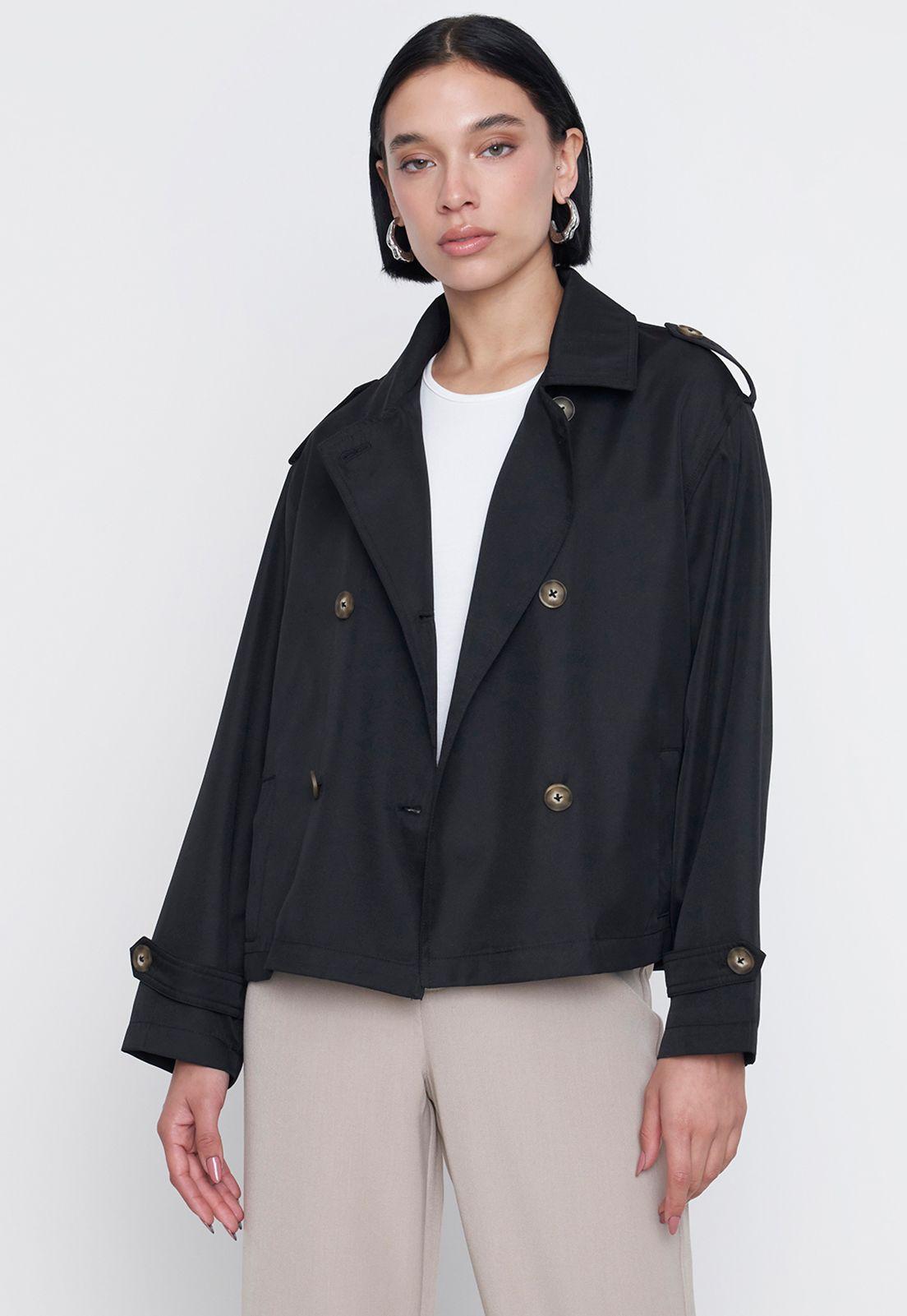Chaqueta Mujer Trench Negro Corona-0