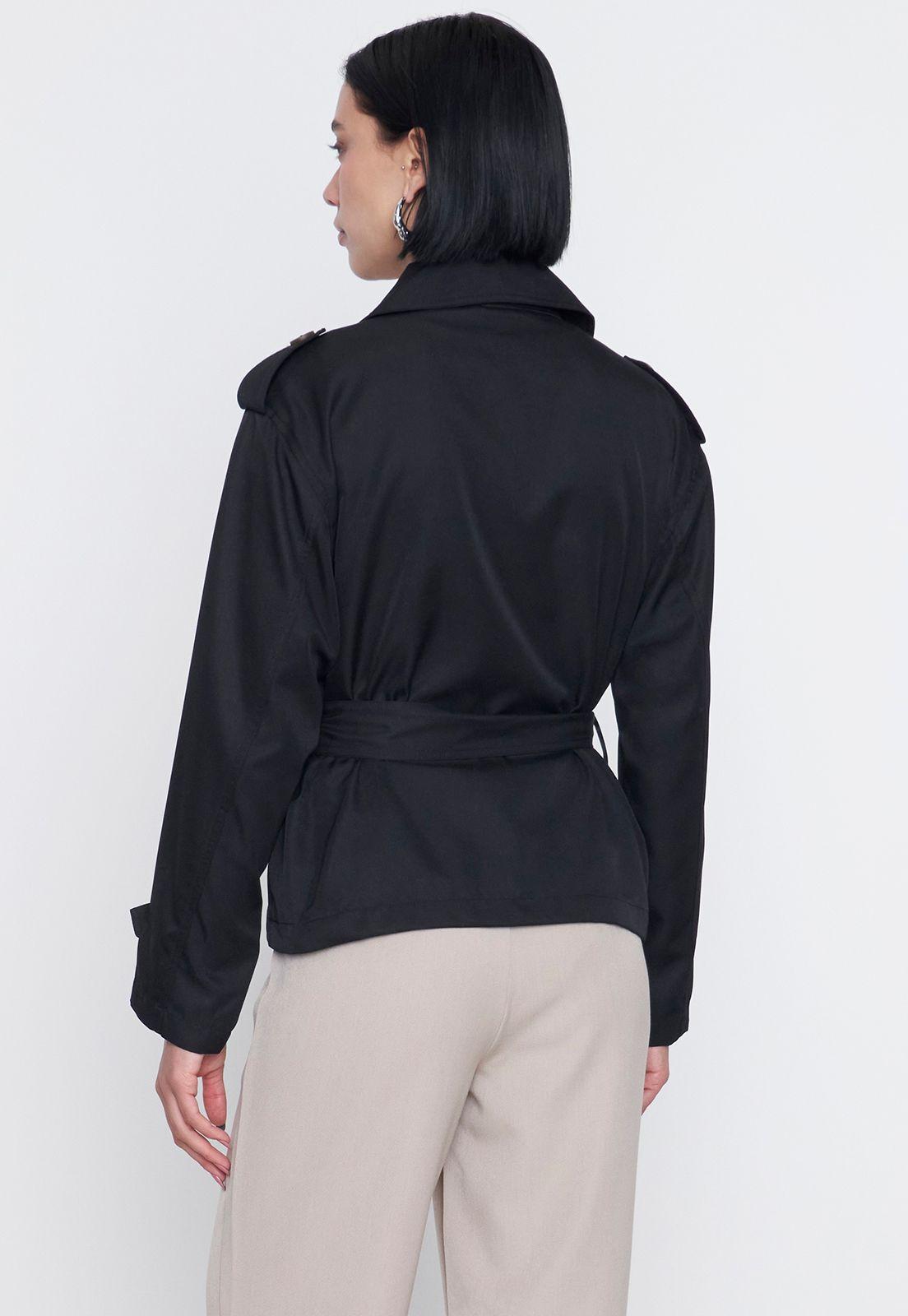 Chaqueta Mujer Trench Negro Corona-1