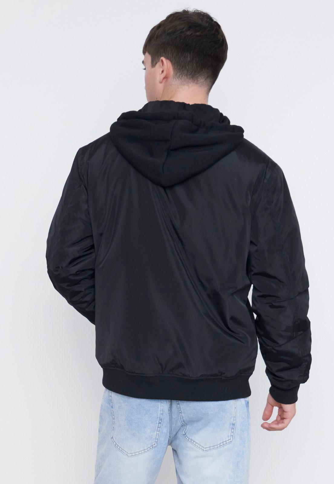 Casaca Hombre Bomber Hoodie Negro Corona-1