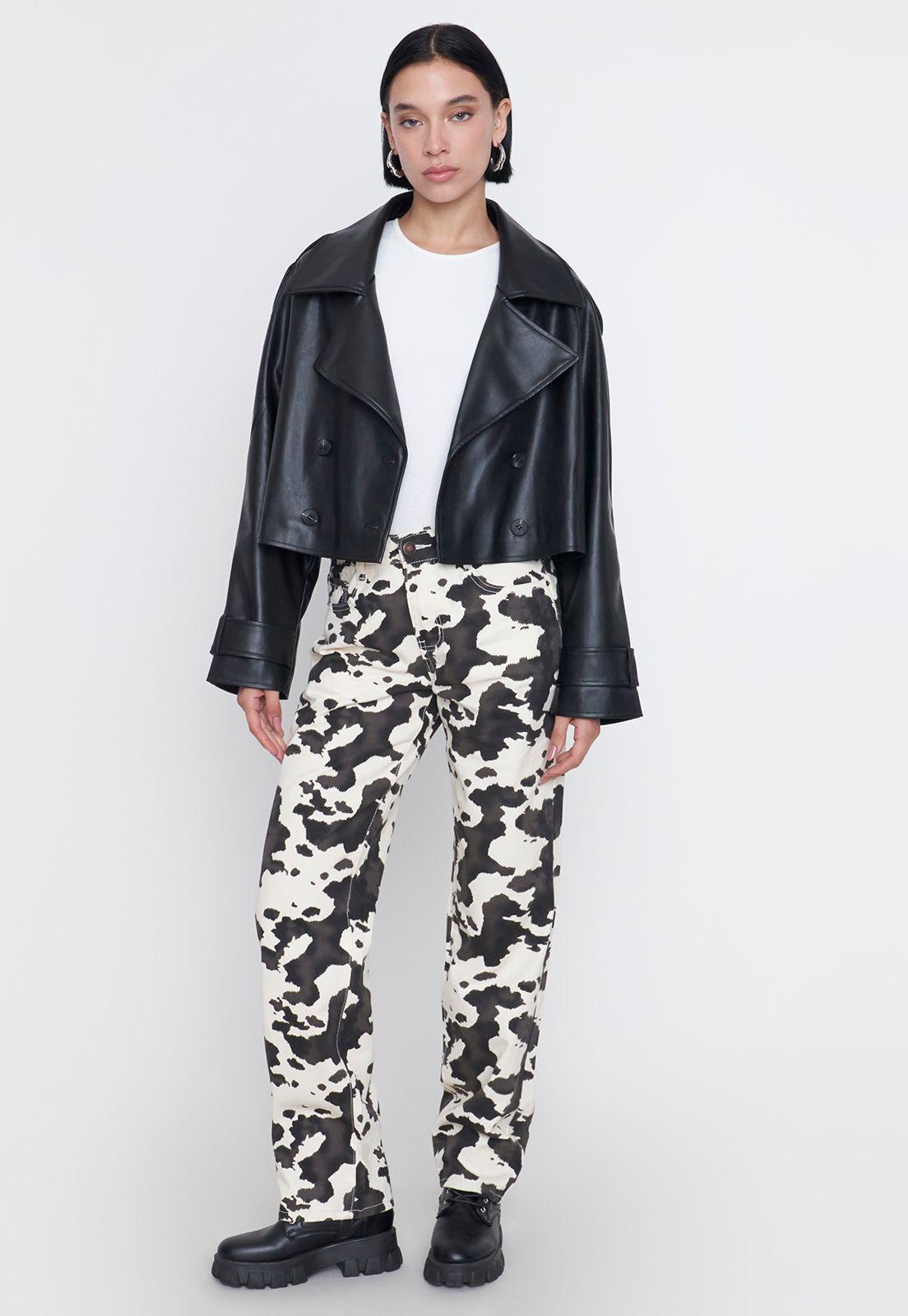 Chaqueta Mujer Trench Ecocuero Negro Corona-3
