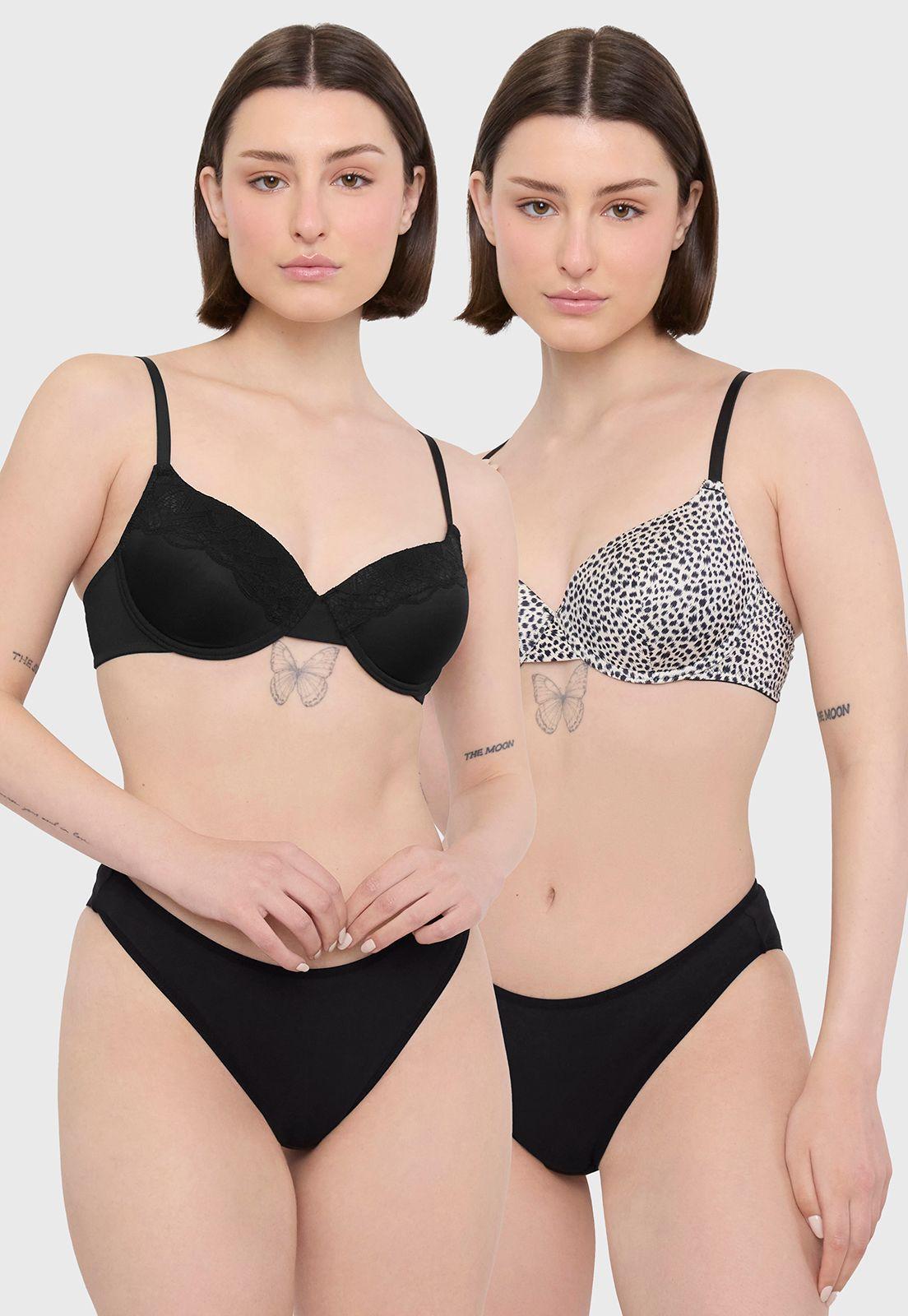 Sostén Mujer Bipack Copa B Blanco Animal Print Corona-0