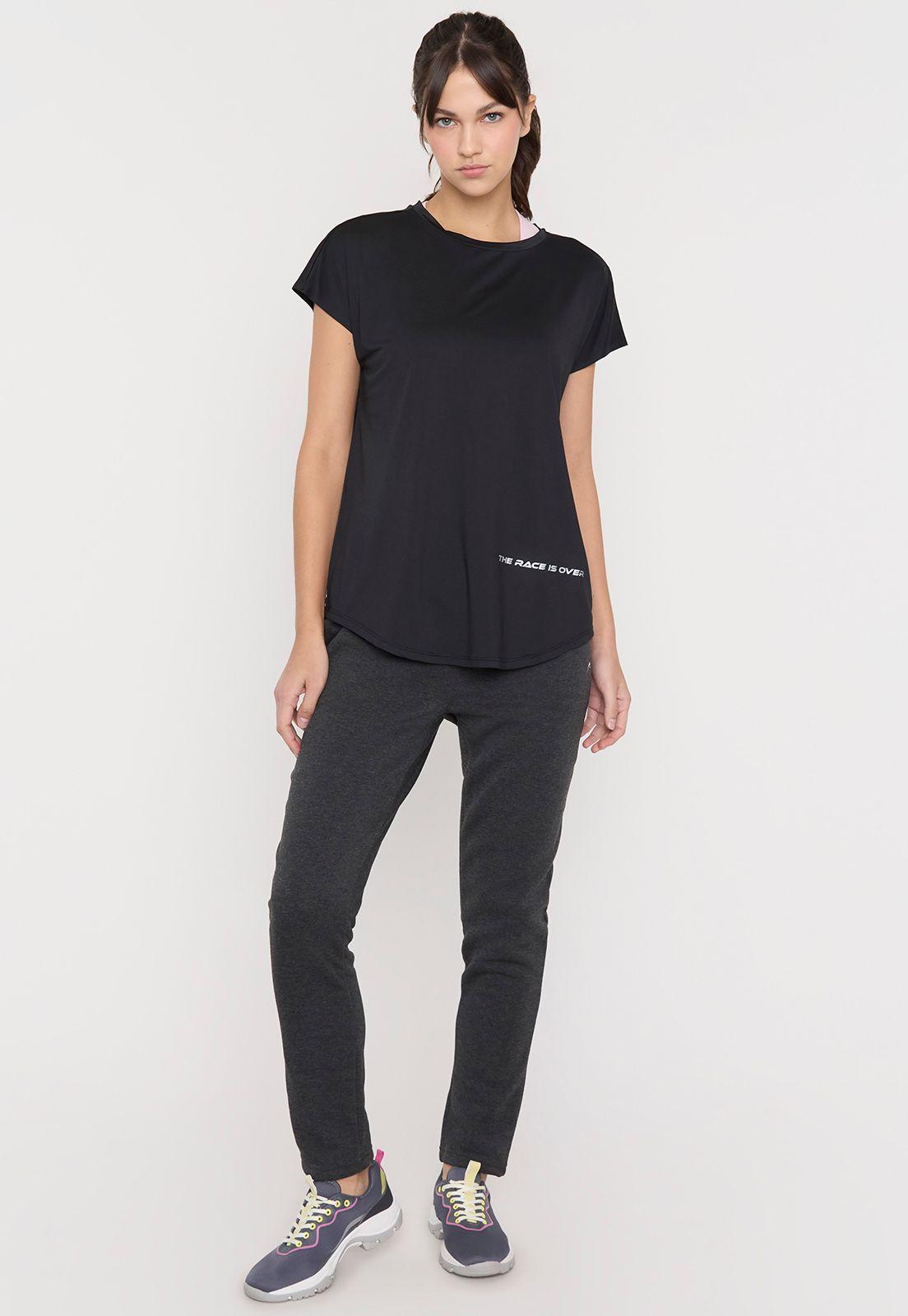 Polera Mujer Deportiva Color Negro Melange Corona-3