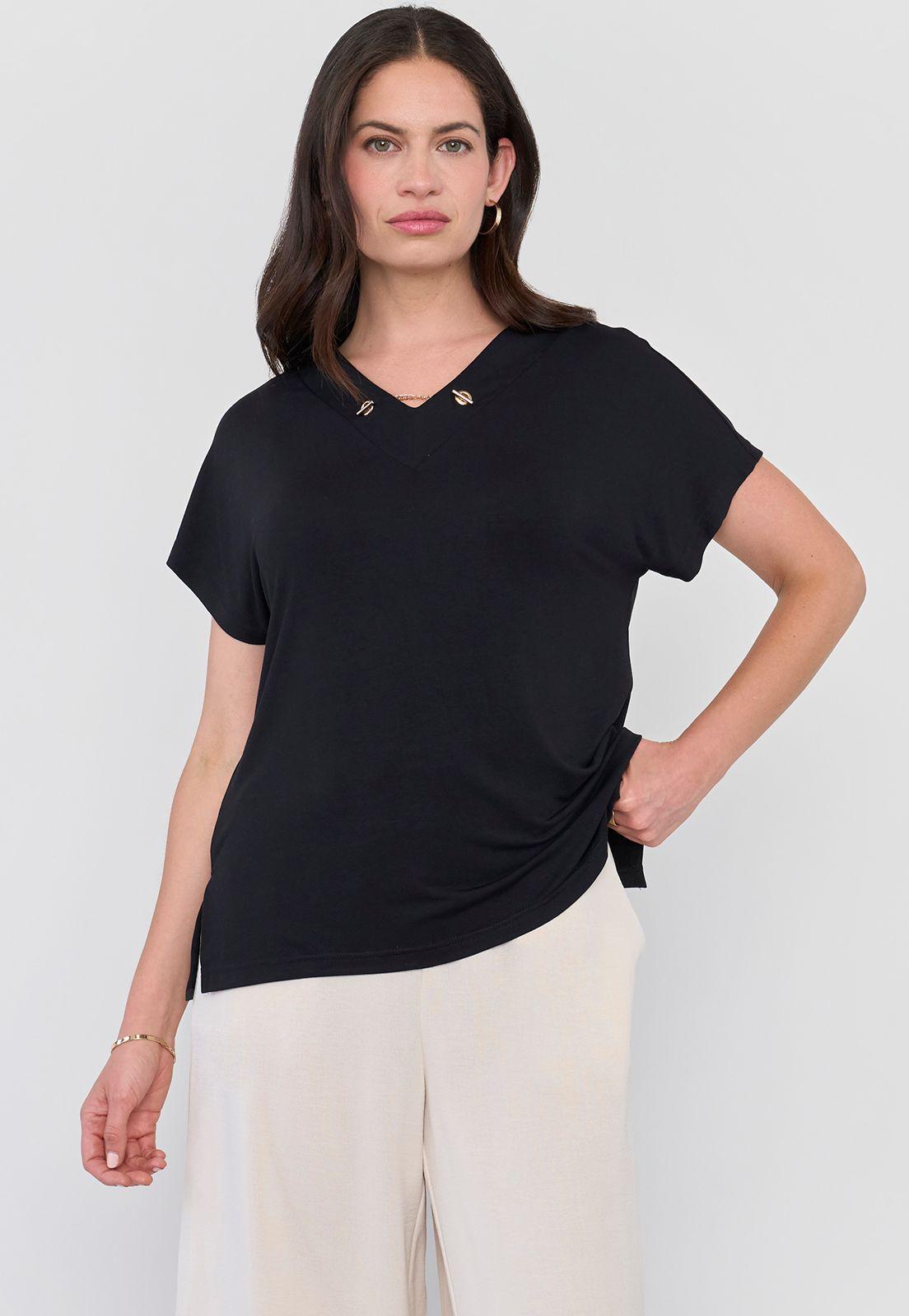 Polera Mujer Escote Negro Corona-0