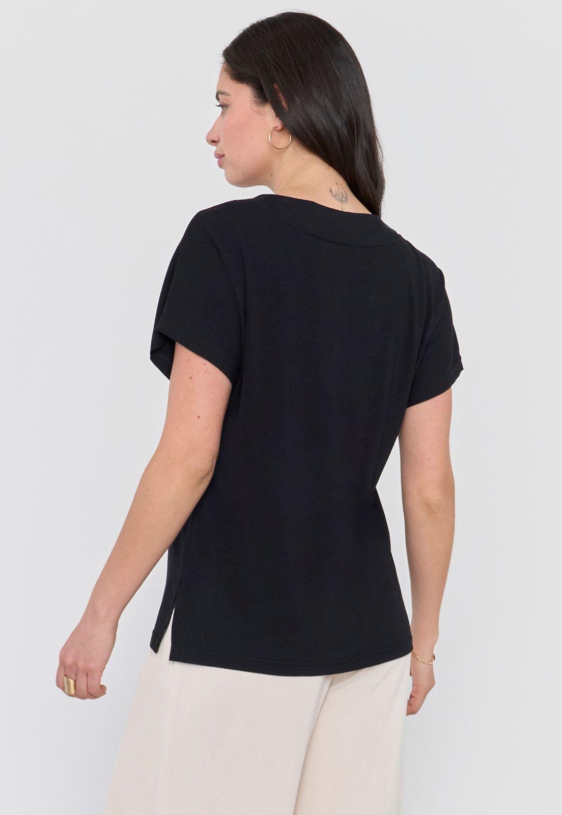 Polera Mujer Escote Negro Corona-1