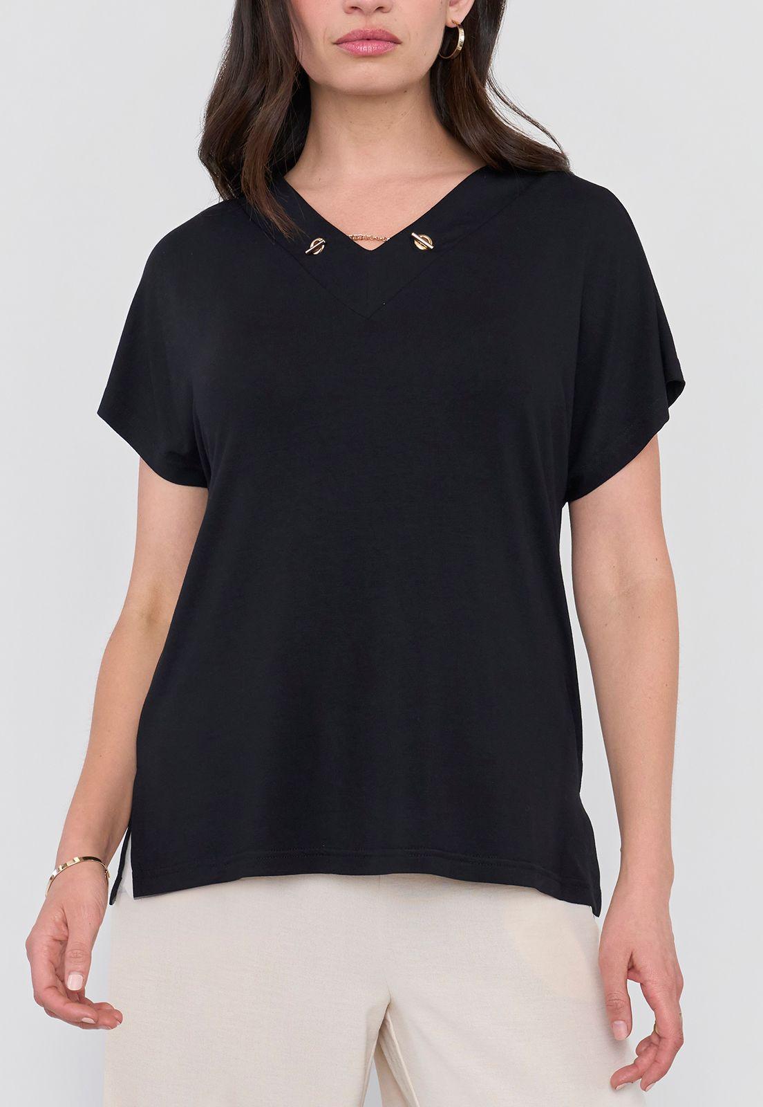 Polera Mujer Escote Negro Corona-2