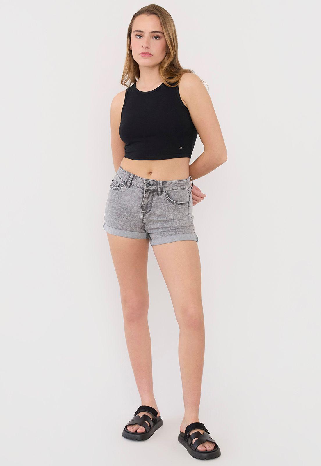 Short Mujer Bota Doblada Gris Corona-0
