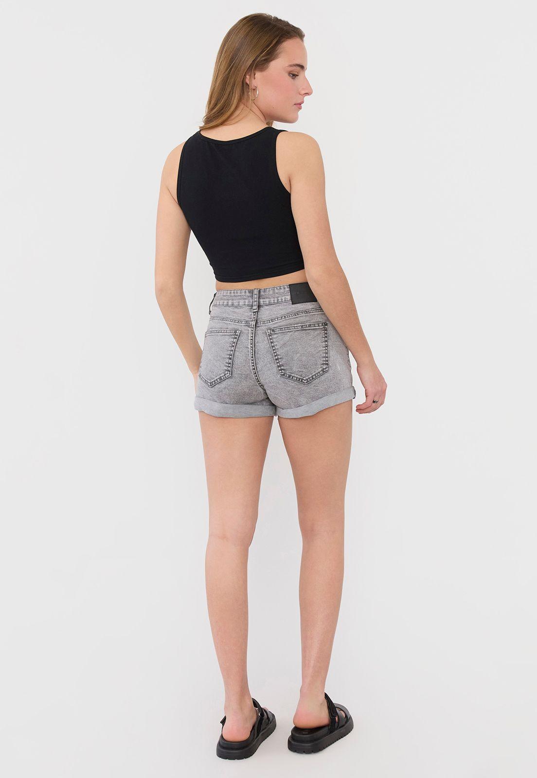 Short Mujer Bota Doblada Gris Corona-2
