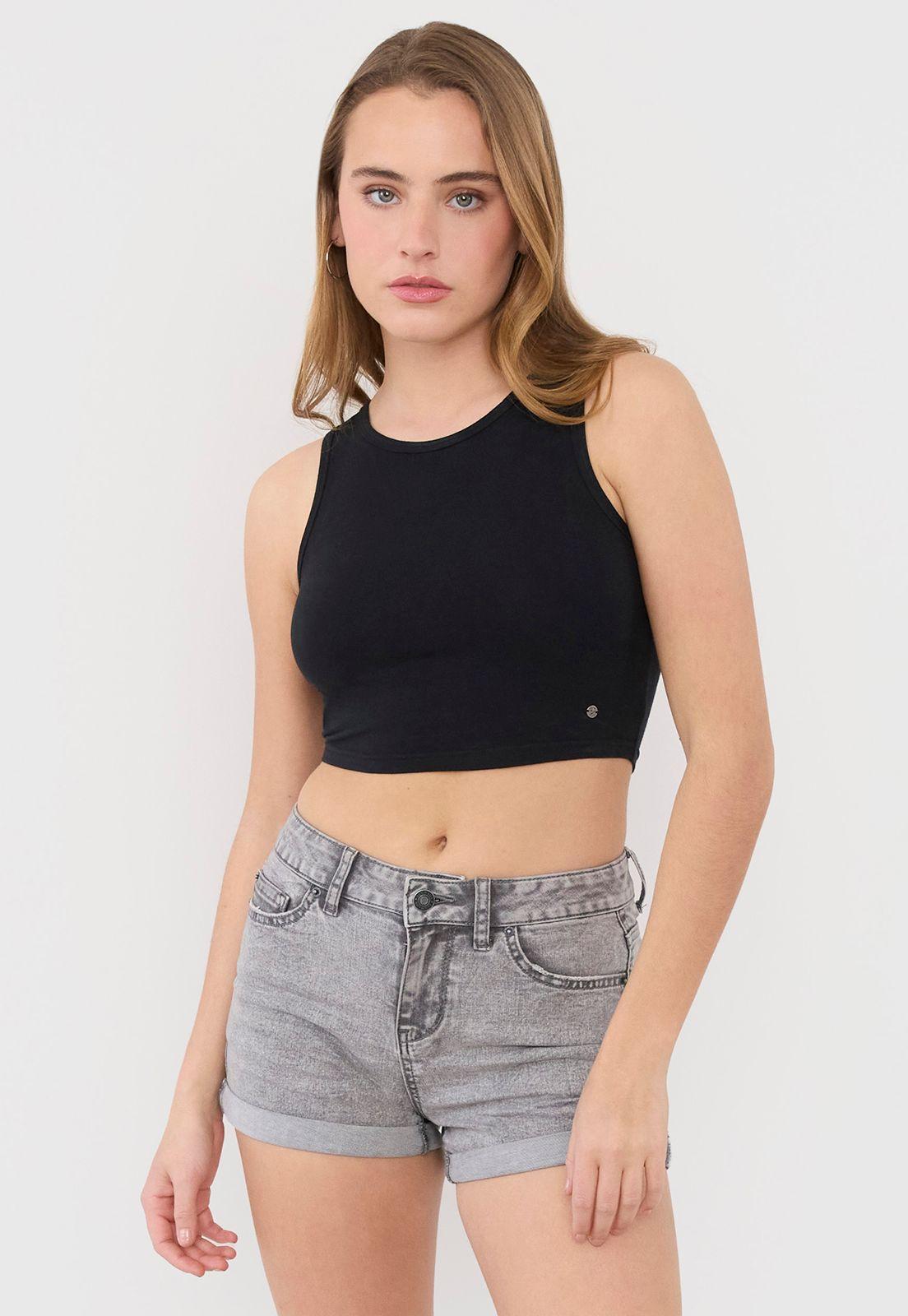Short Mujer Bota Doblada Gris Corona-3