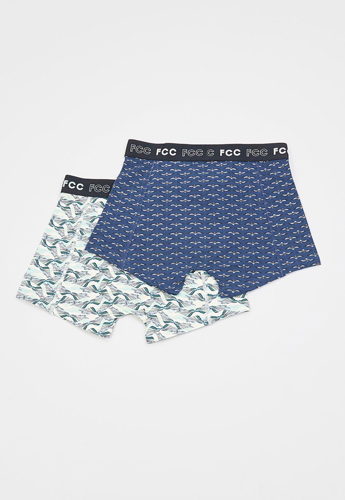 Bóxer Hombre Bipack Print Azul Corona-2