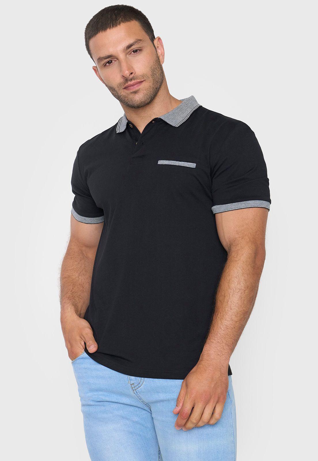 Polera Hombre Preppy Negro Corona-0