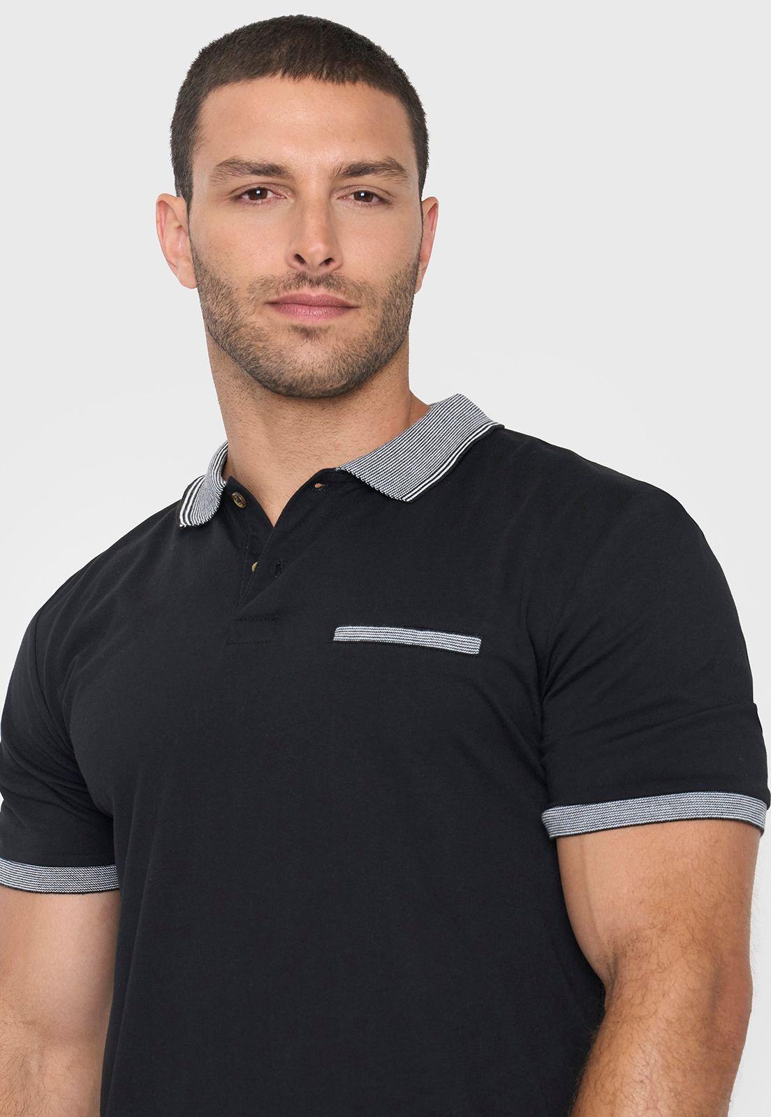 Polera Hombre Preppy Negro Corona-2