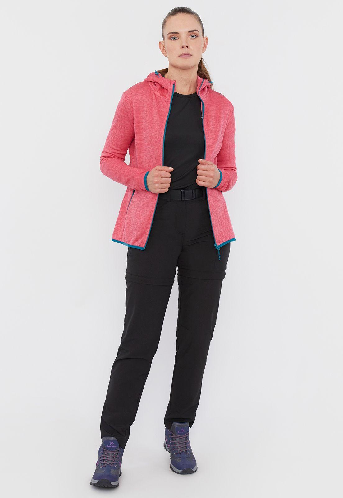 Polerón Outdoor Mujer Waffle Melange Rojo Corona-3
