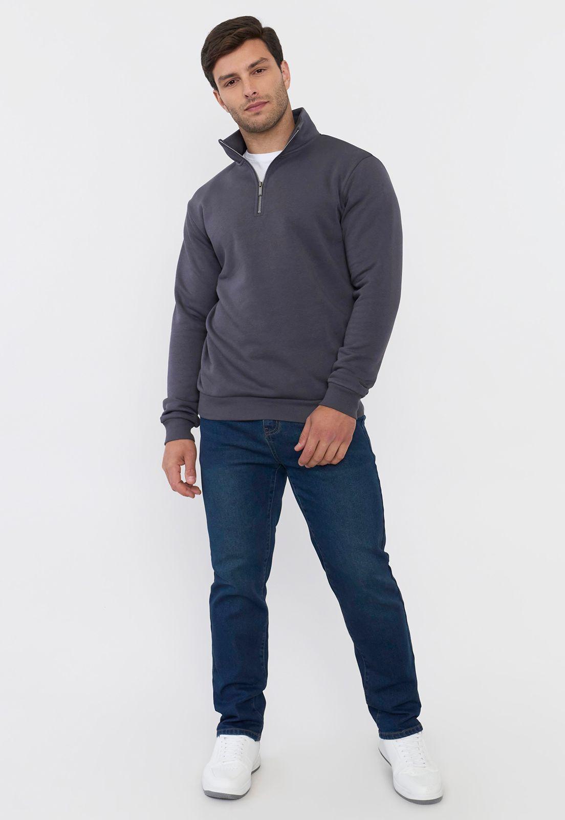 Polerón Hombre Half Zipper Charcoal Corona-3