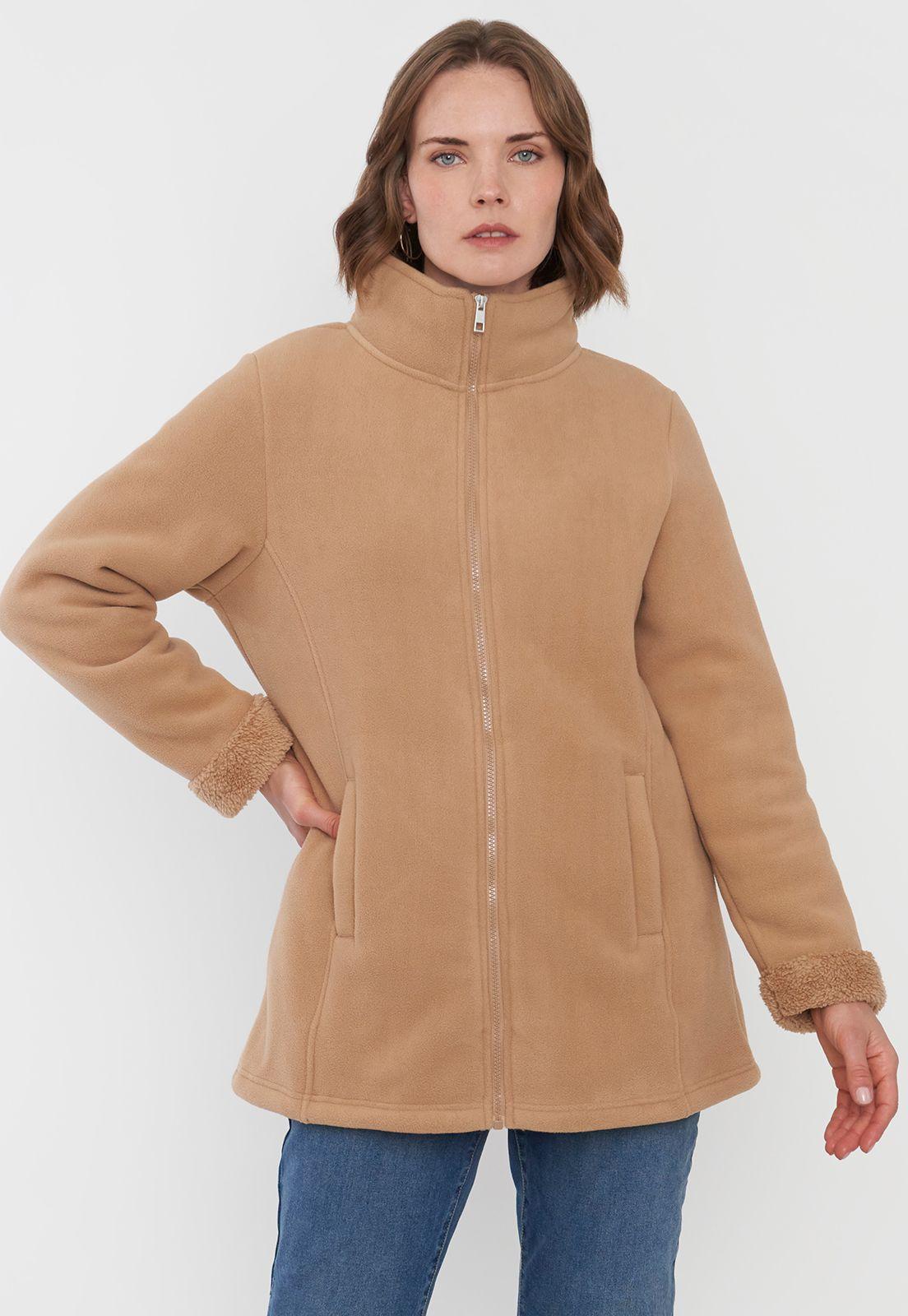 Chaqueta Mujer Polar Larga Camel Corona-0