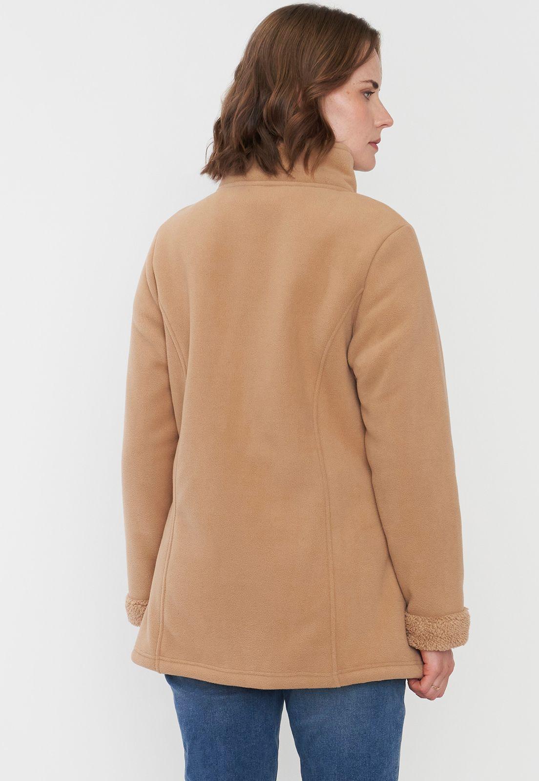 Chaqueta Mujer Polar Larga Camel Corona-1