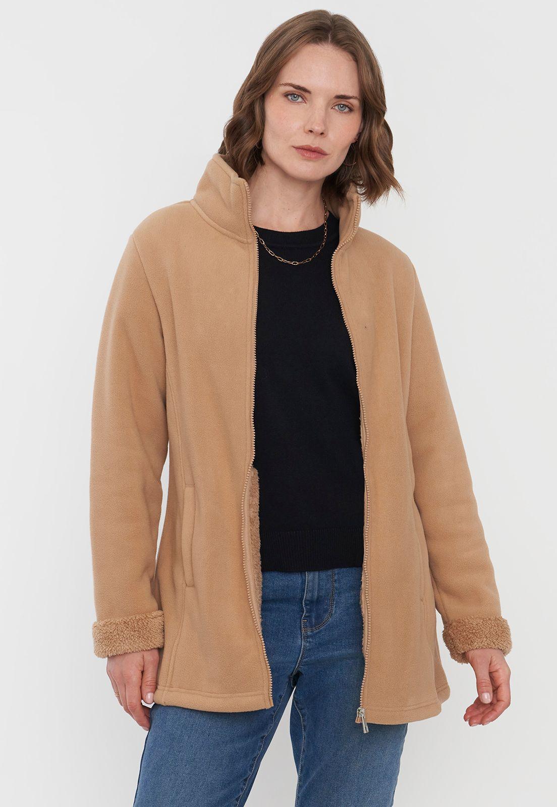 Chaqueta Mujer Polar Larga Camel Corona-2