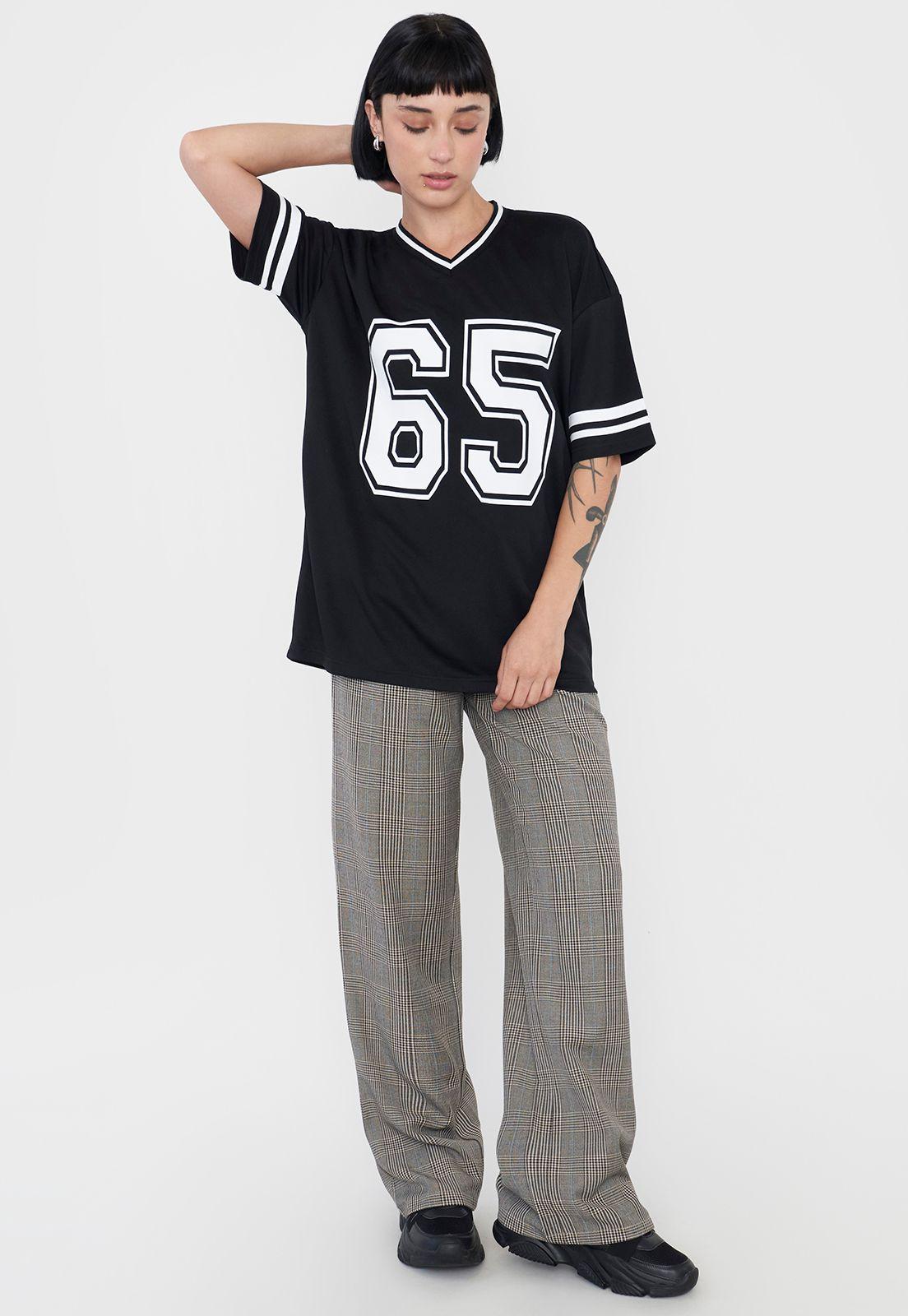 Polera Mujer Oversize Cuello V Negro Corona-3