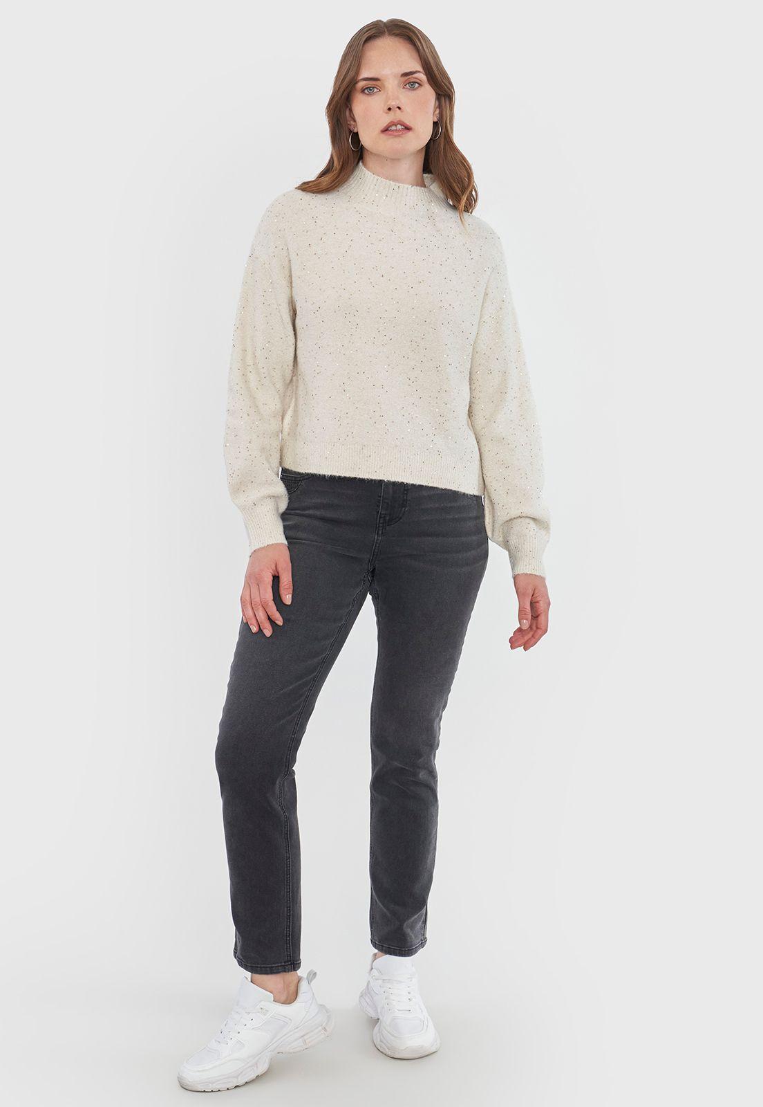 Sweater Mujer Lentejuelas Ecru Corona-3