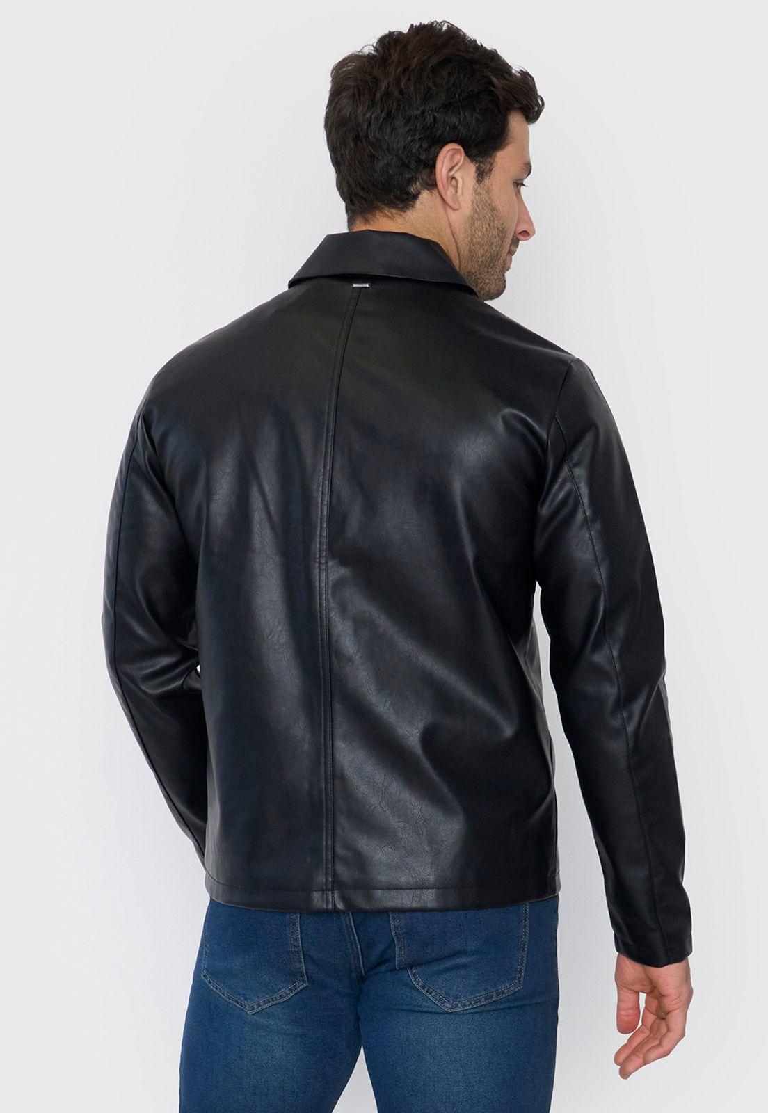 Casaca Hombre Ecocuero Camisera Negro Corona-1