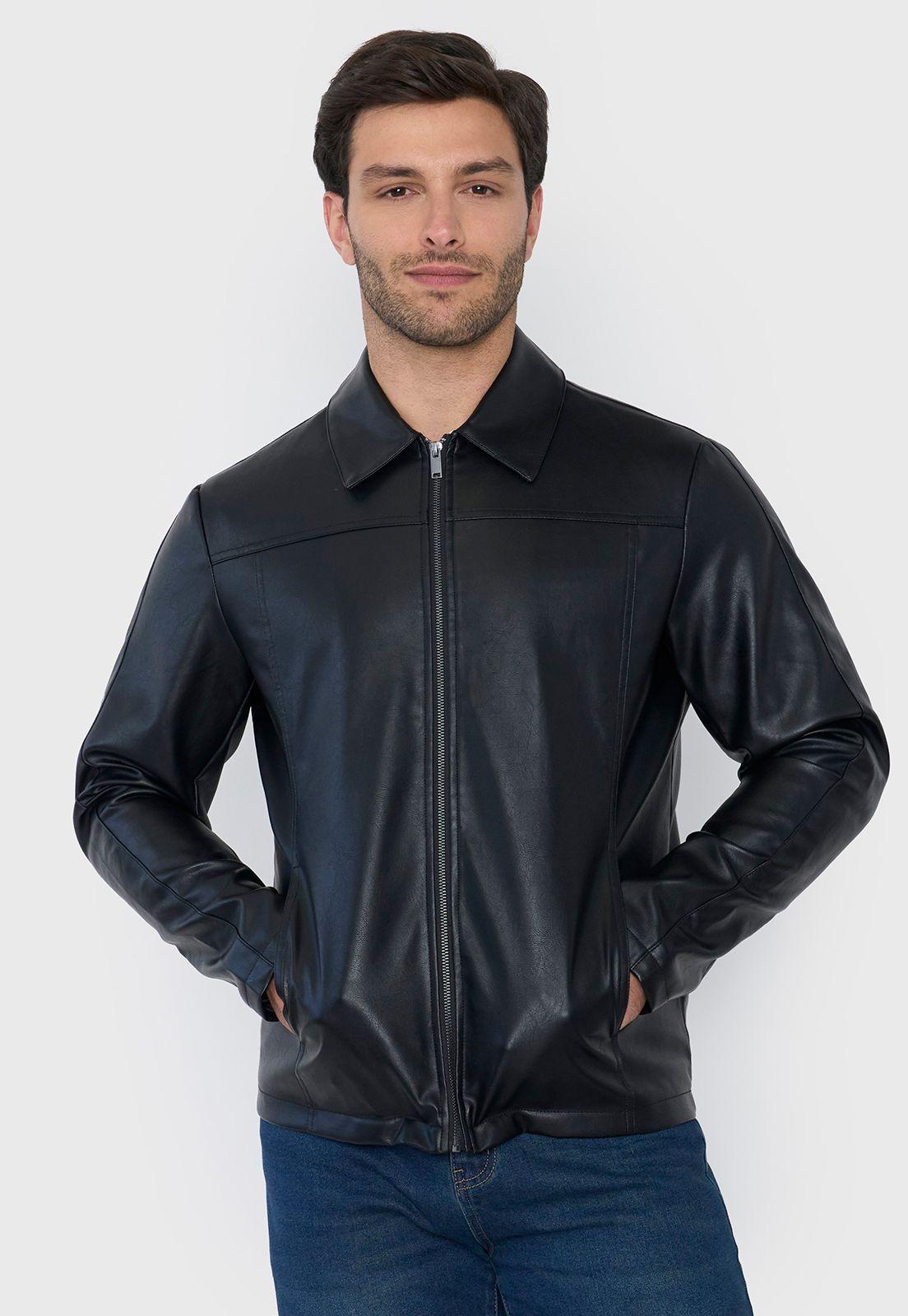 Casaca Hombre Ecocuero Camisera Negro Corona-2