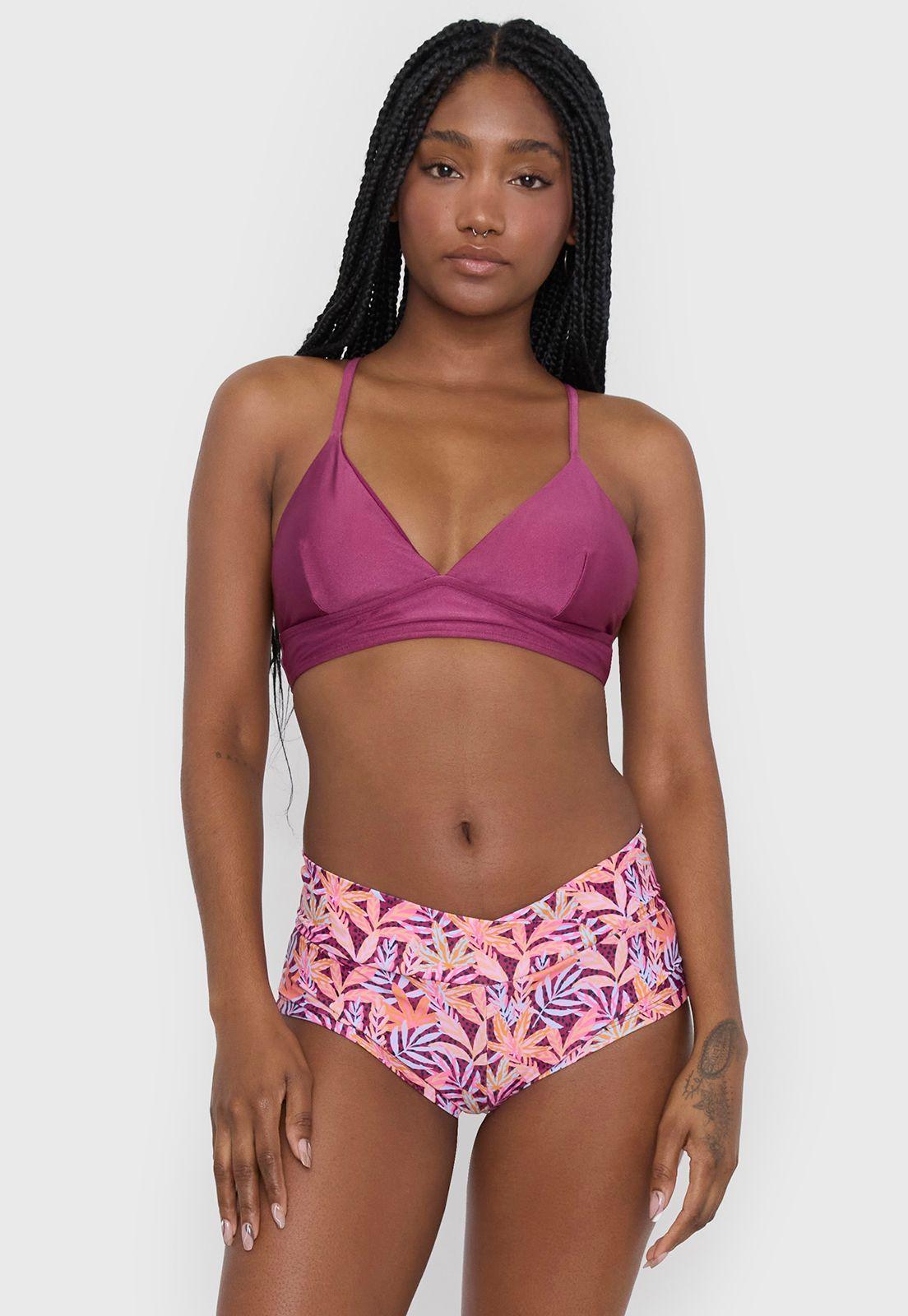 Bottom Mujer Alto Lazo Flores Rosado-Lila Corona-0