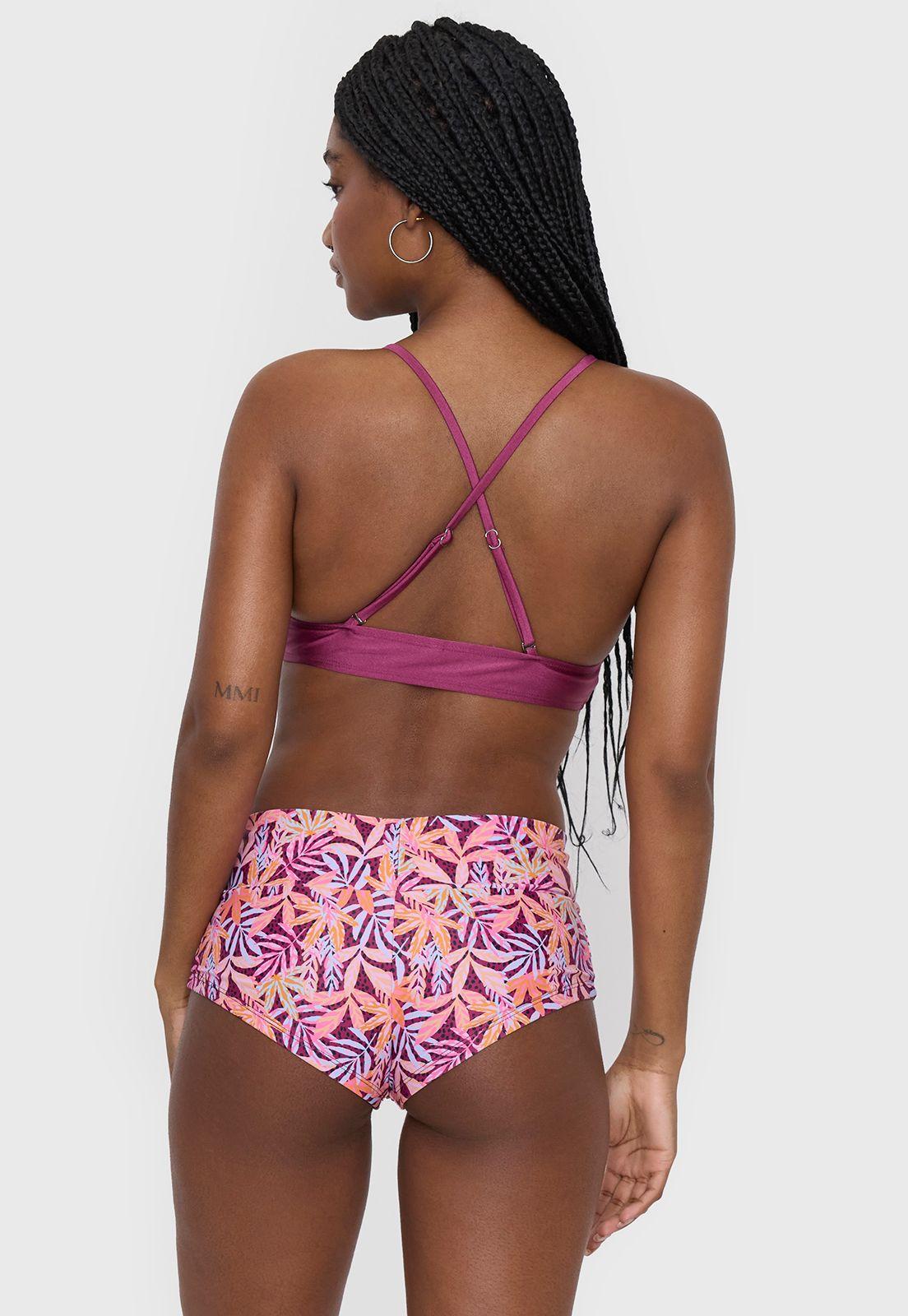 Bottom Mujer Alto Lazo Flores Rosado-Lila Corona-2