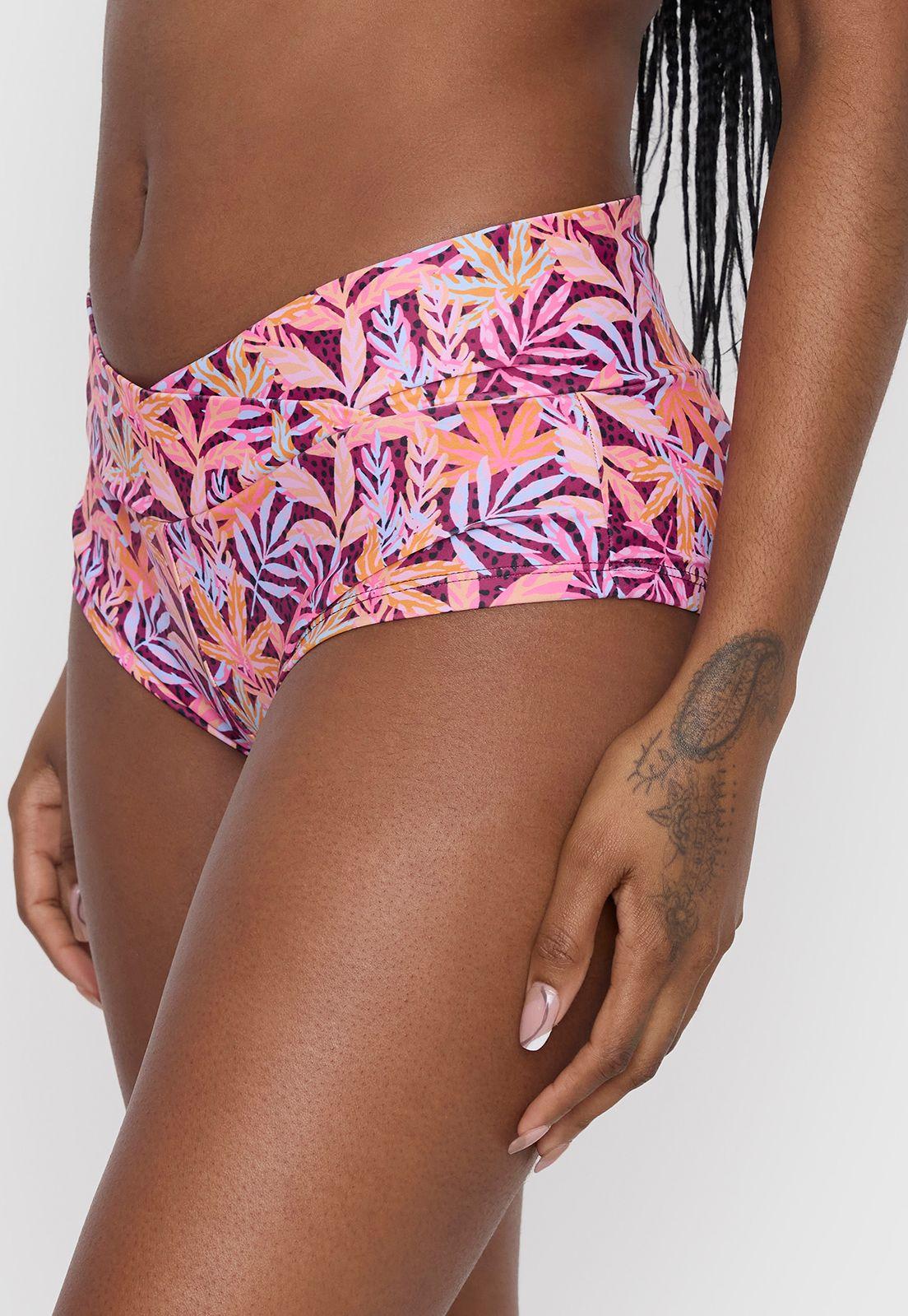 Bottom Mujer Alto Lazo Flores Rosado-Lila Corona-3