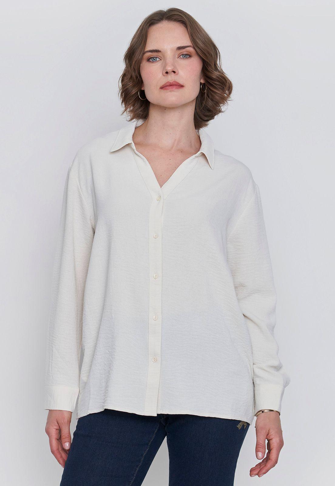 Blusa Mujer Camisera Ecru Corona-0