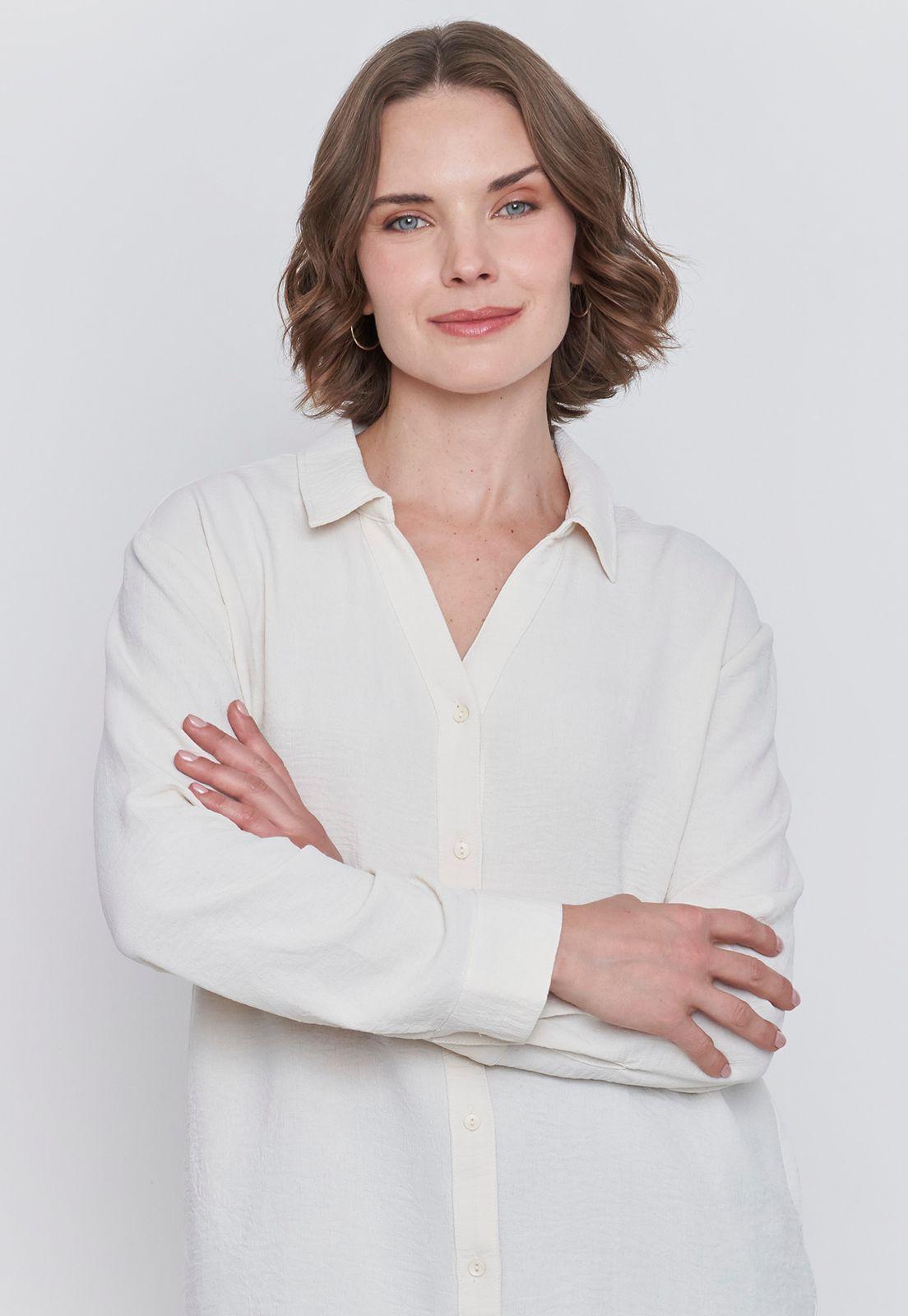 Blusa Mujer Camisera Ecru Corona-2