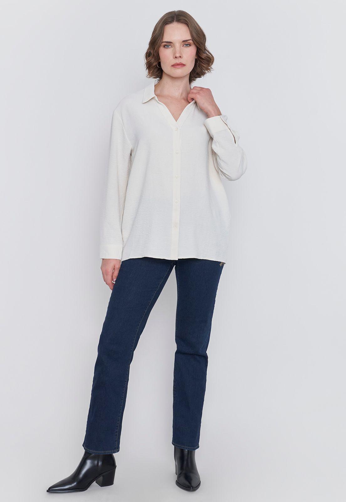 Blusa Mujer Camisera Ecru Corona-3