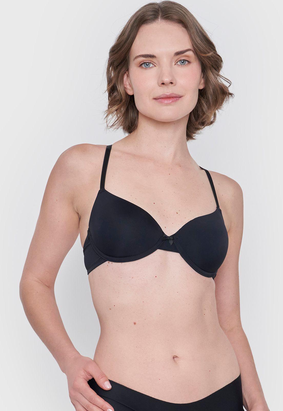 Sostén Mujer Push Up Básico Copa B Microfibra Negro Corona-0