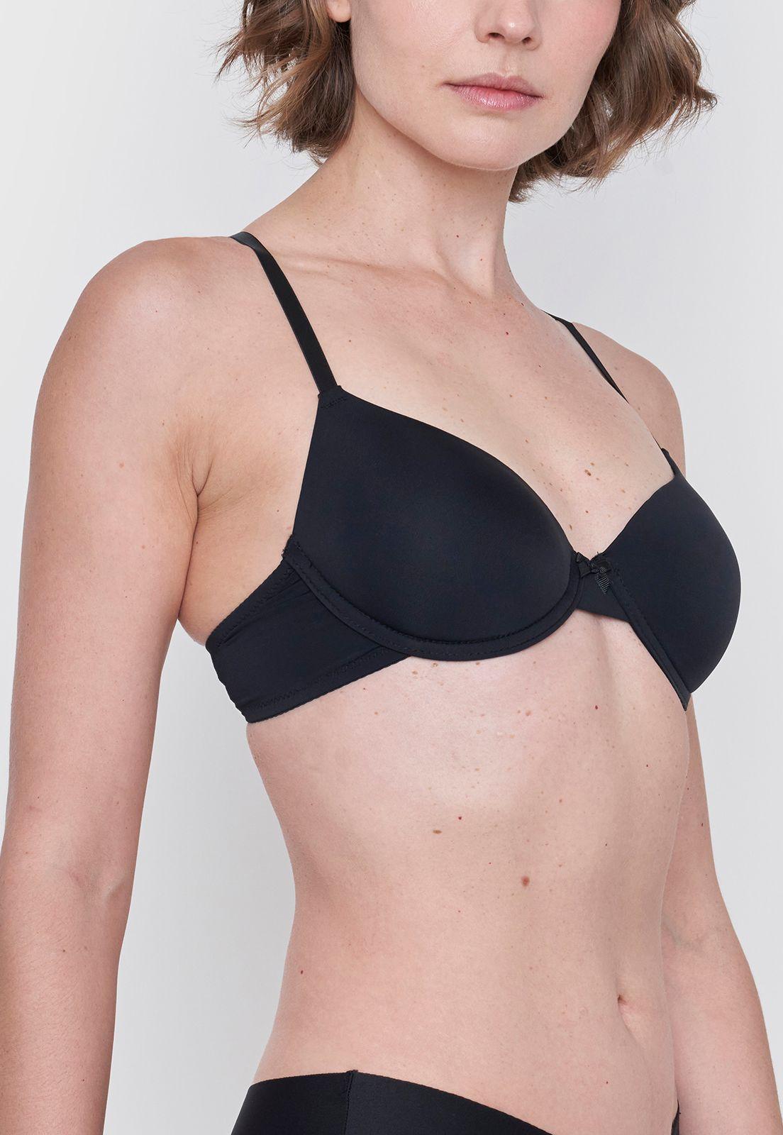 Sostén Mujer Push Up Básico Copa B Microfibra Negro Corona-2
