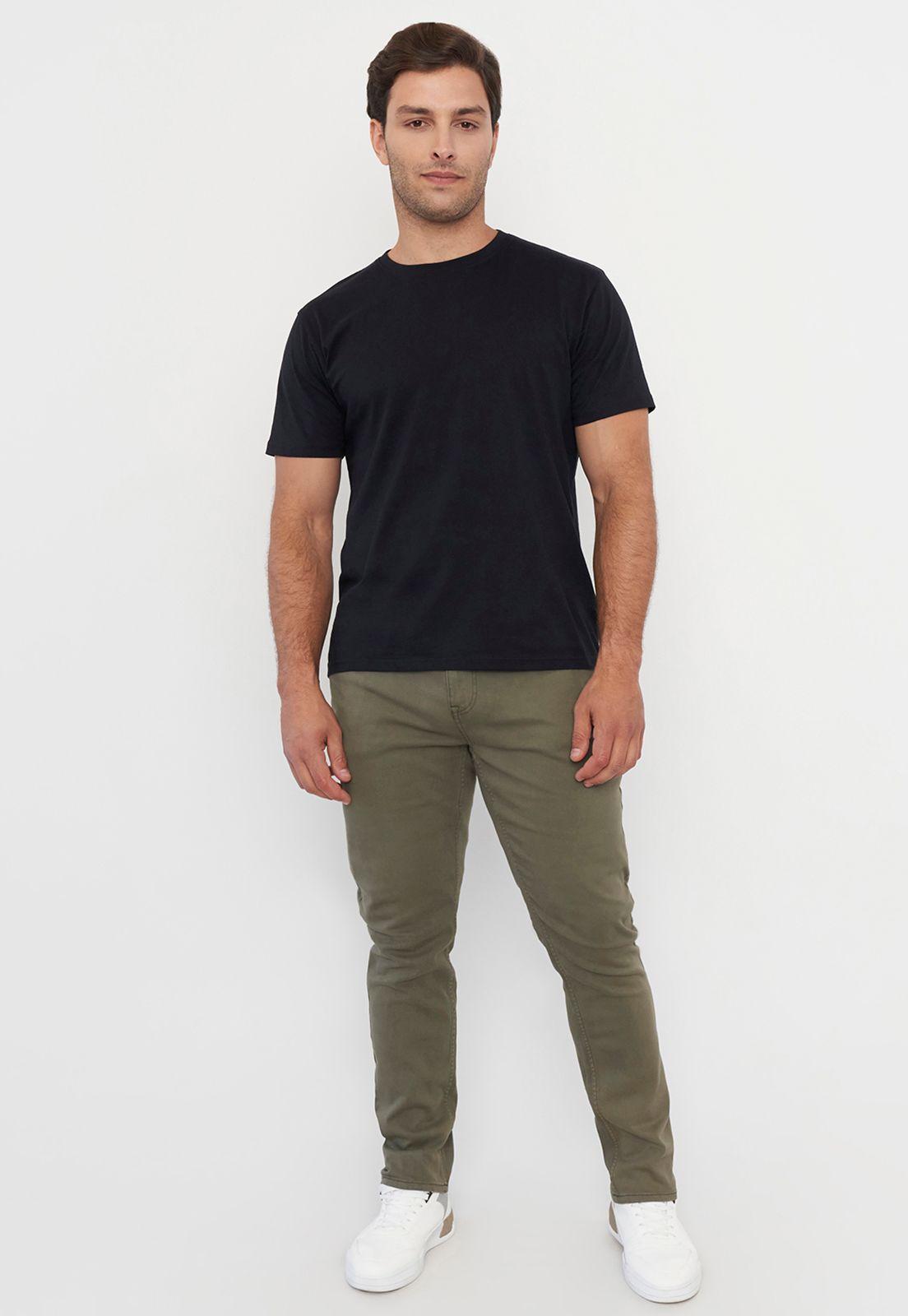 Pantalón Hombre Slim Fit Liso 5 Pocket Militar Corona-0