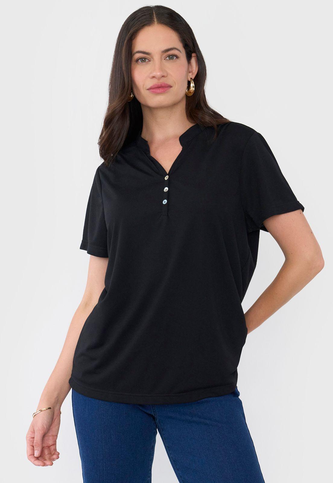 Polera Mujer Cuello Mao Negro Corona-0