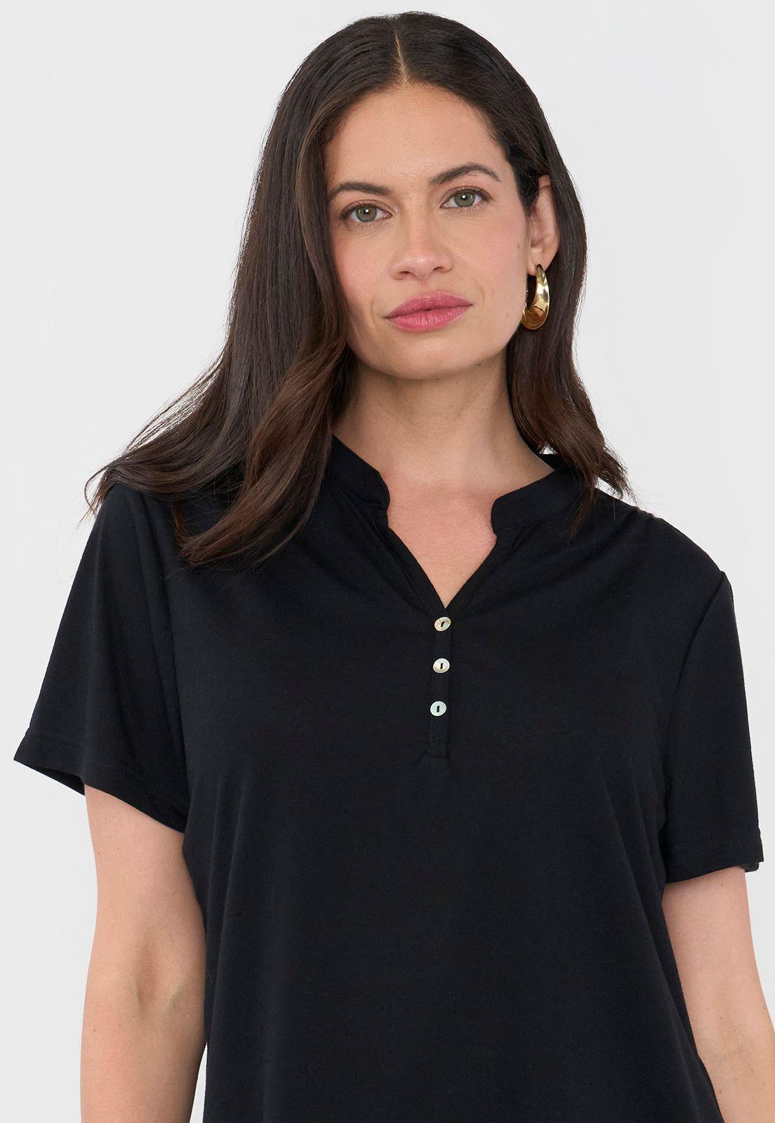 Polera Mujer Cuello Mao Negro Corona-2