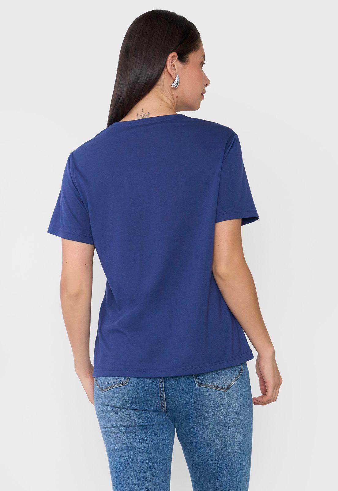 Polera Mujer Bordado Azul Corona-1