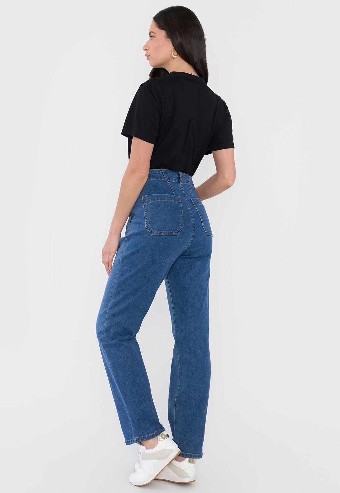 Jeans Mujer Straight Fit Básico Azul Medio Corona-2