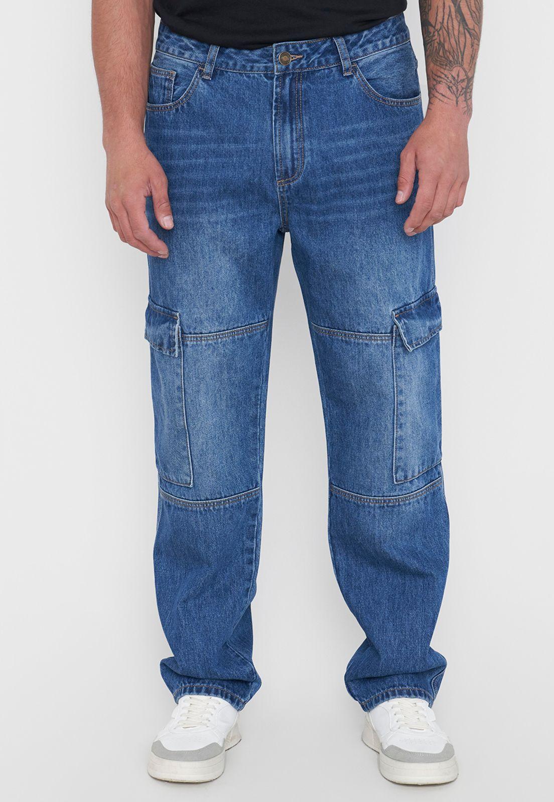 Jeans Hombre Cargo Azul Medio Corona-1