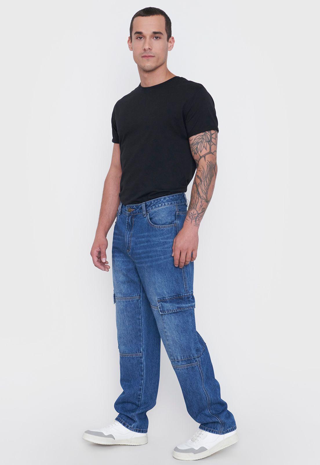 Jeans Hombre Cargo Azul Medio Corona-3