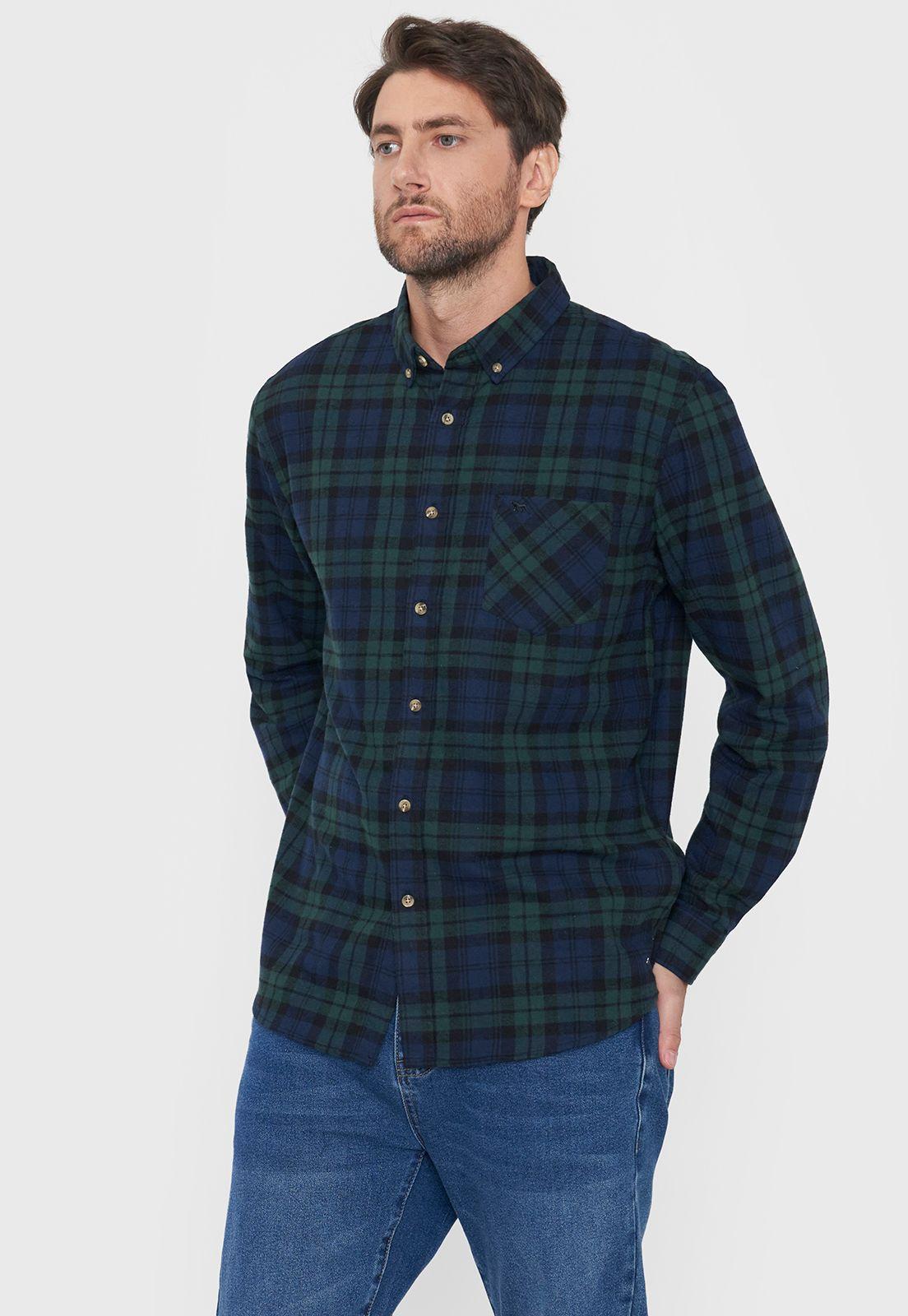 Camisa Hombre Franela Verde Corona-0