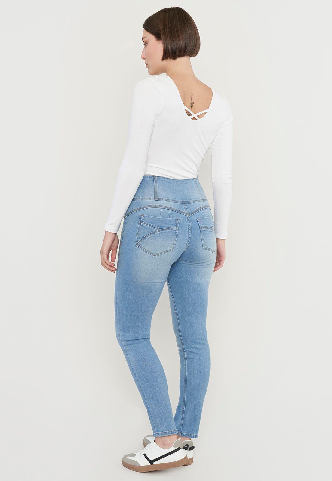 Jeans Mujer Push Up 3 Botones Azul C Corona-2
