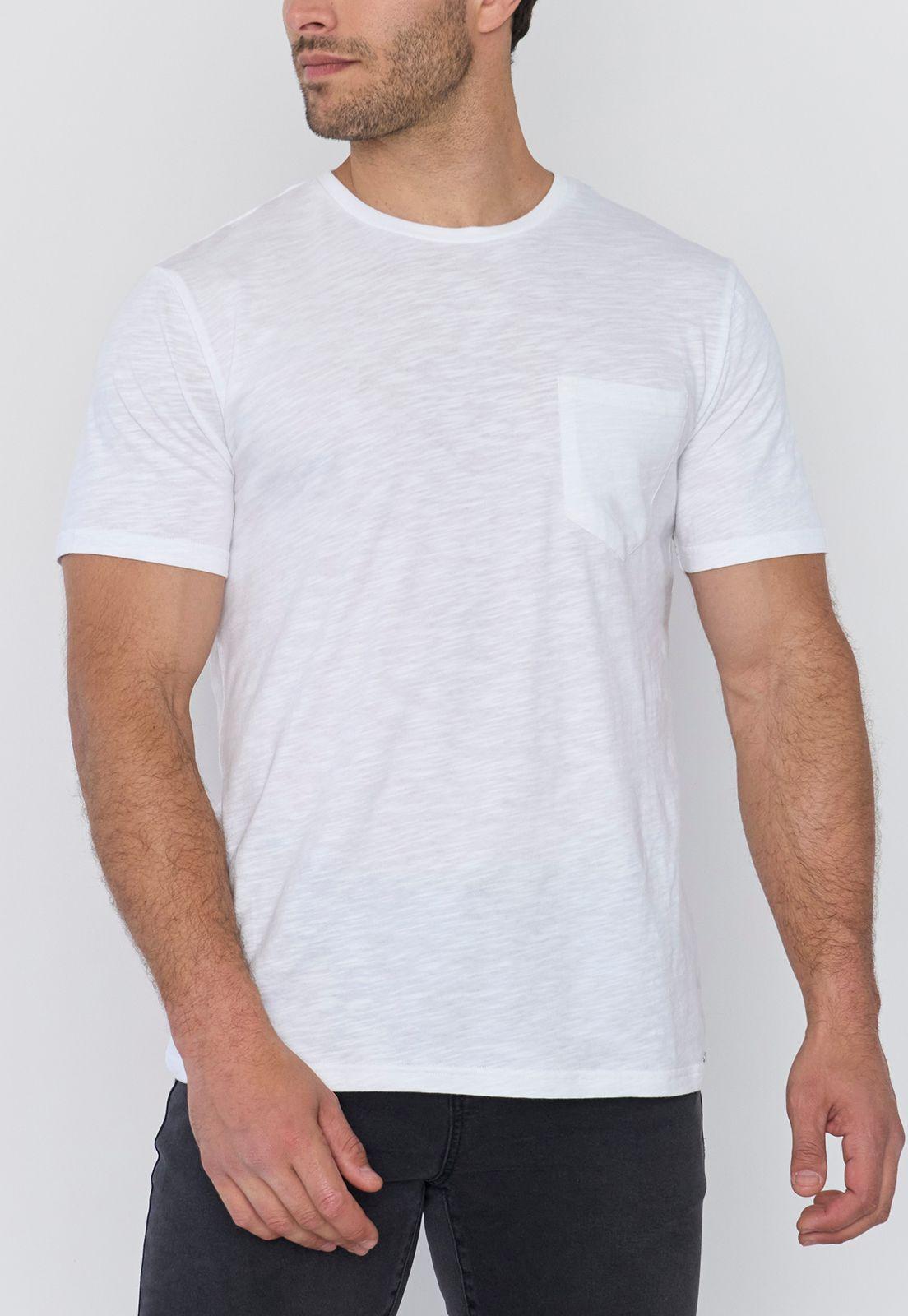 Polera Hombre Slub Bolsillo Blanco Corona-2