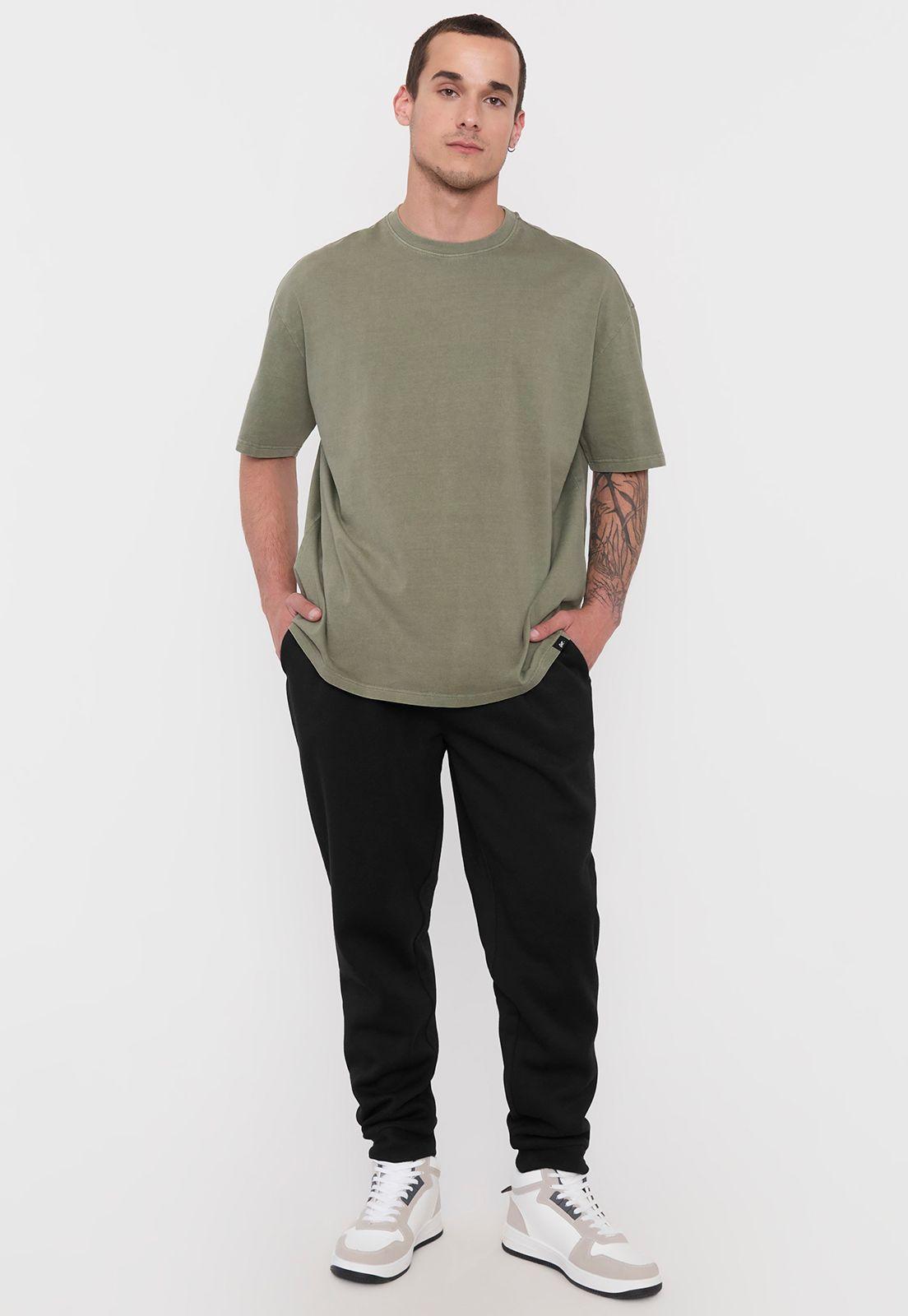 Polera Hombre Oversize Verde Liso Corona-3