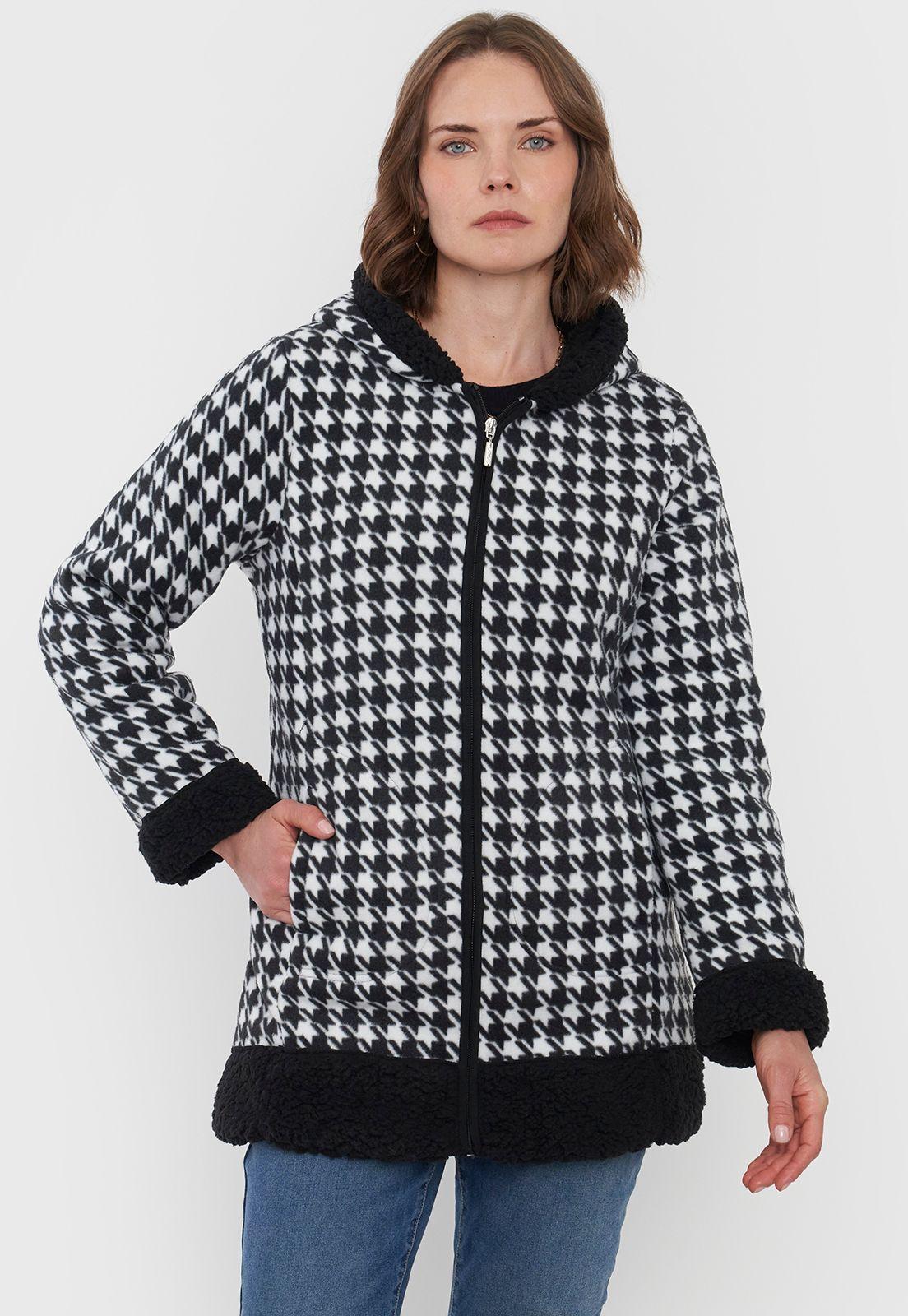 Chaqueta Mujer Polar Chiporro Negro Cuadrillé Corona-2