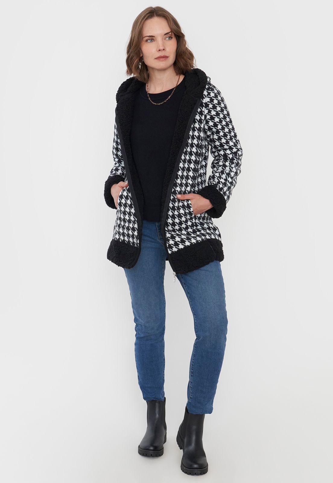 Chaqueta Mujer Polar Chiporro Negro Cuadrillé Corona-3
