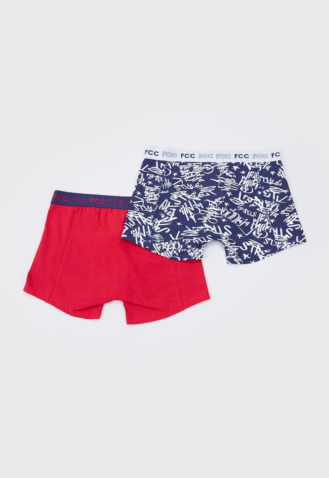 Bóxer Hombre Bipack Print Mix Azul/Rojo Corona-1