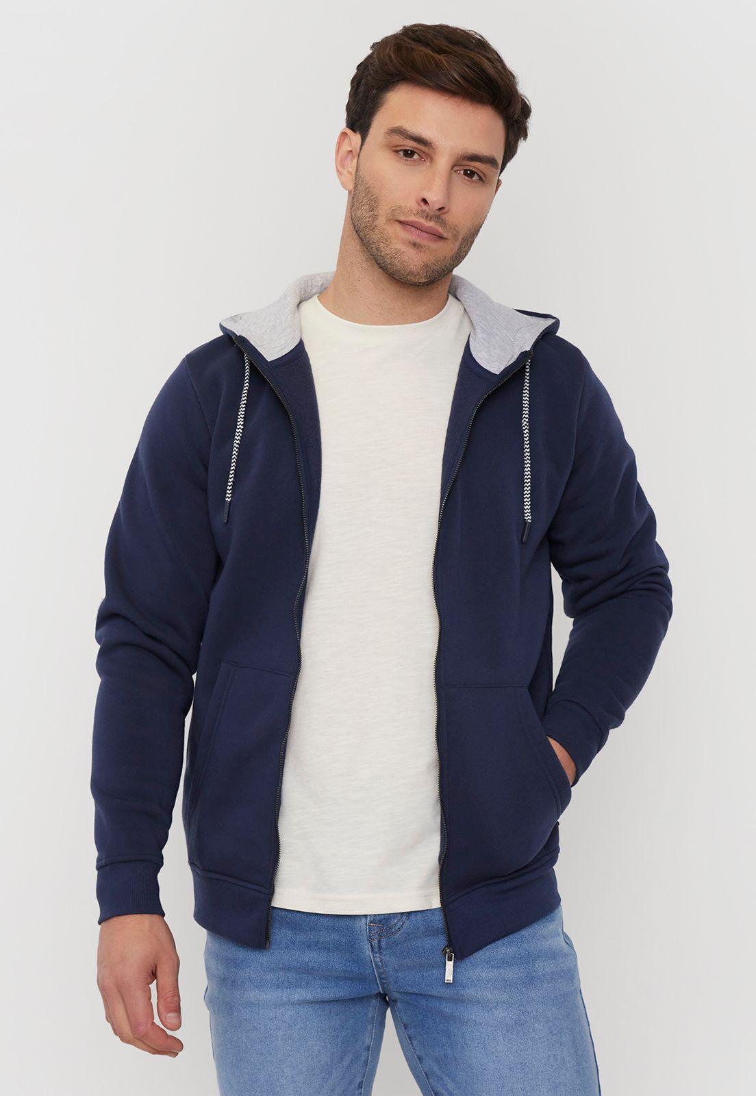 Polerón Hombre Full Zipper Clásico Navy Corona-0
