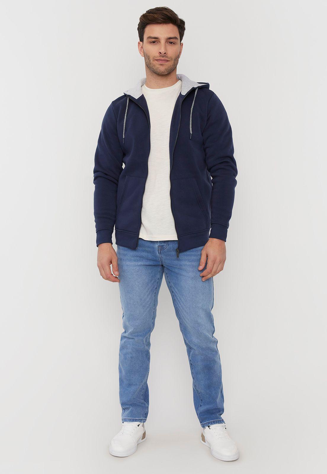 Polerón Hombre Full Zipper Clásico Navy Corona-3